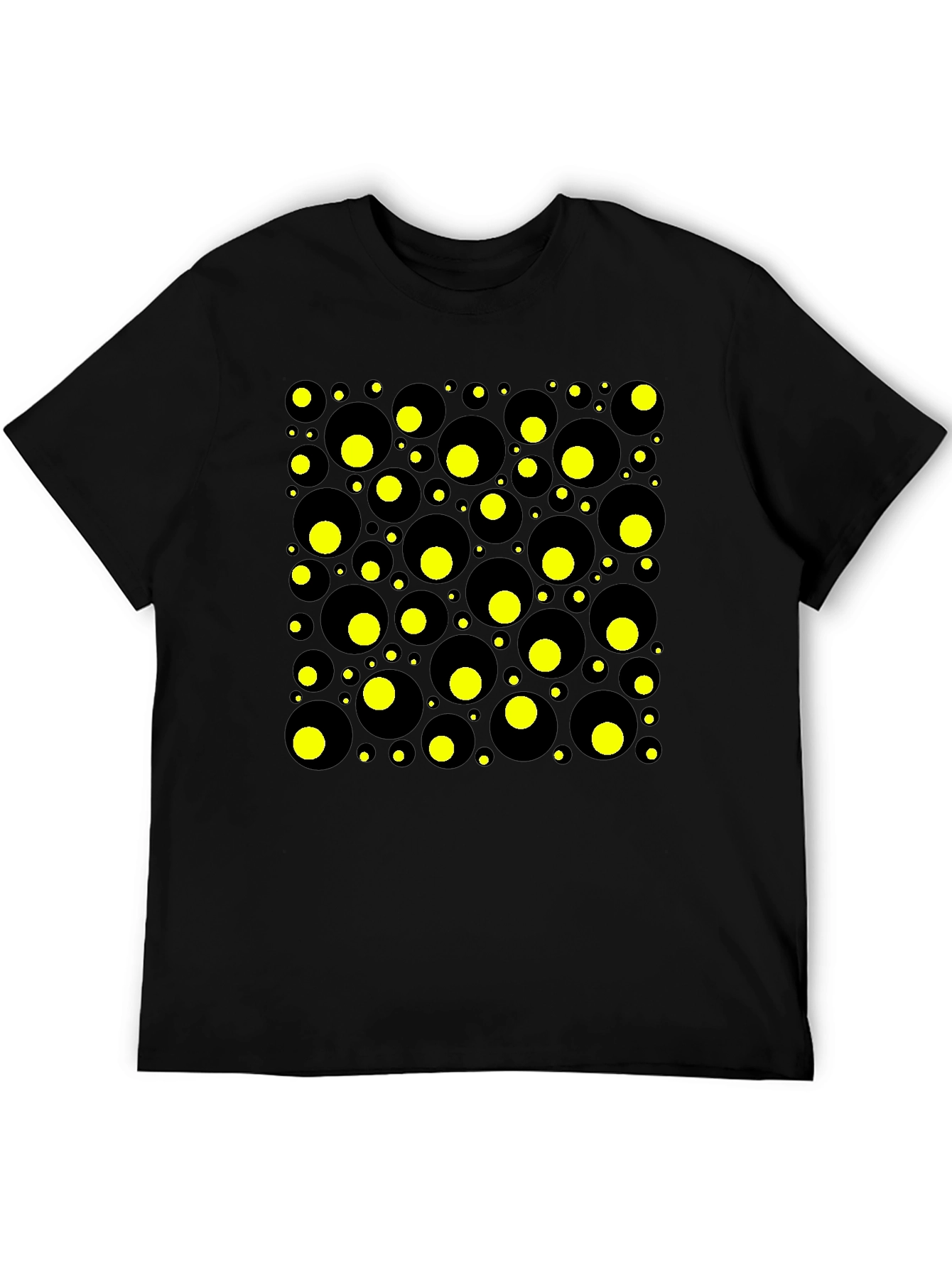 Geometric Circles T-Shirt - Black and Yellow Design
