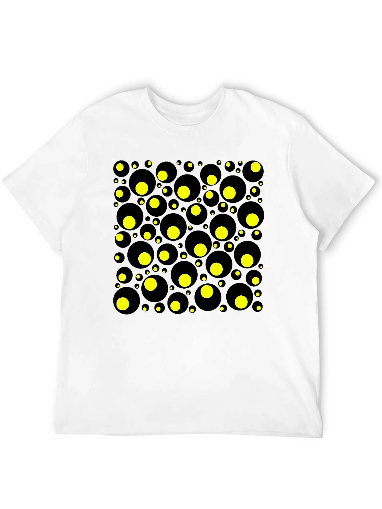 Geometric Circles T-Shirt - Black and Yellow Design