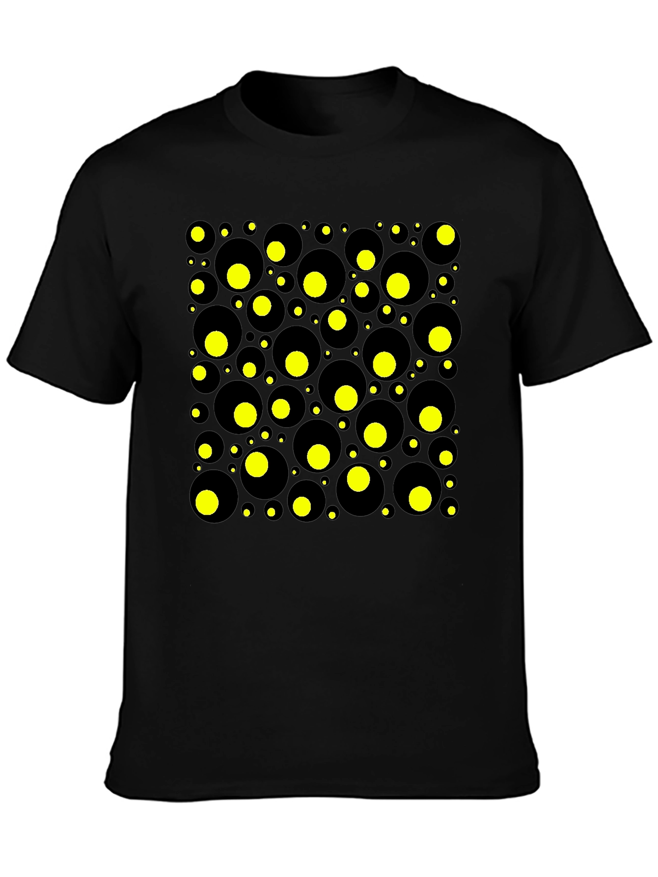 Geometric Circles T-Shirt - Black and Yellow Design