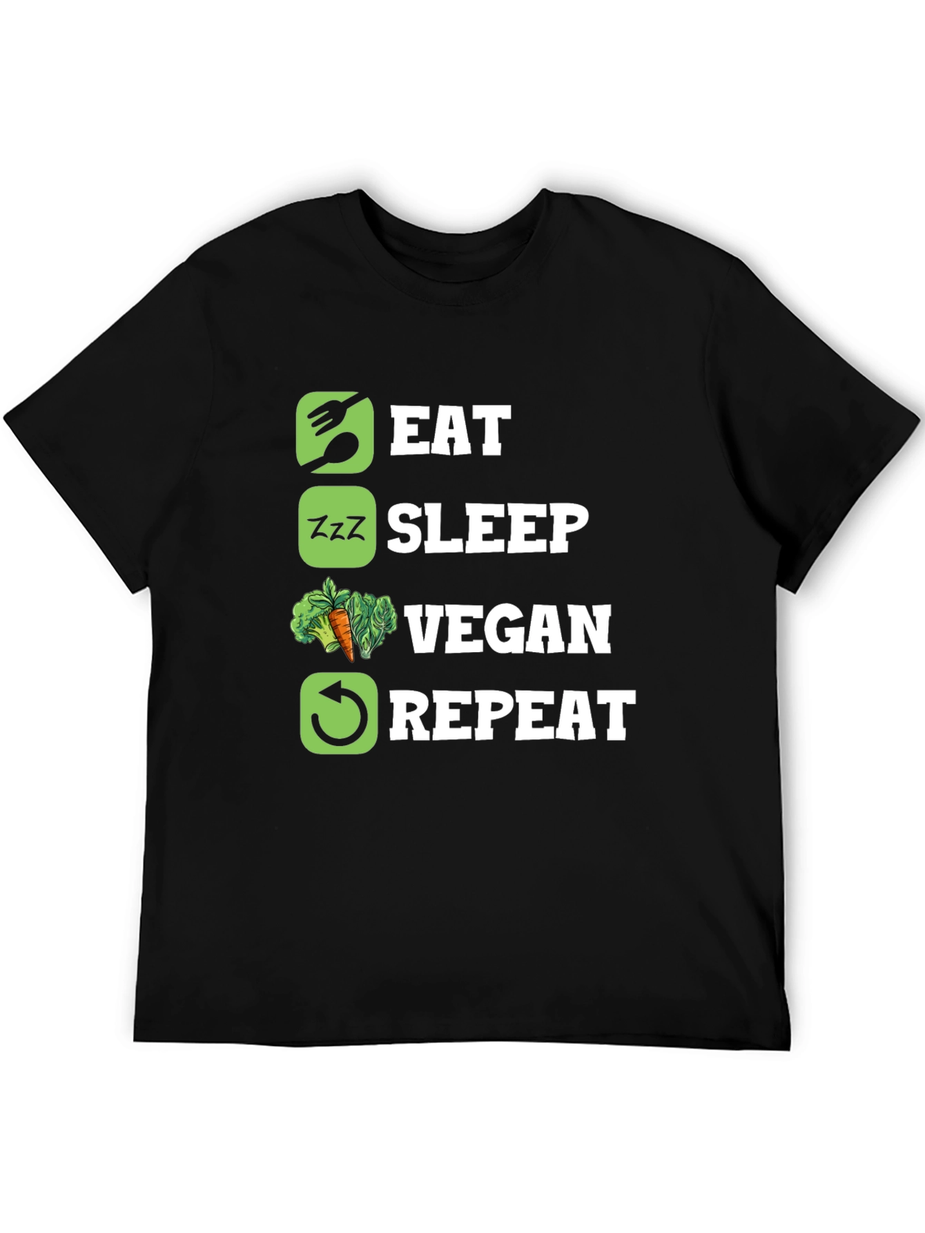Eat Sleep Vegan Repeat Graphic T-Shirt