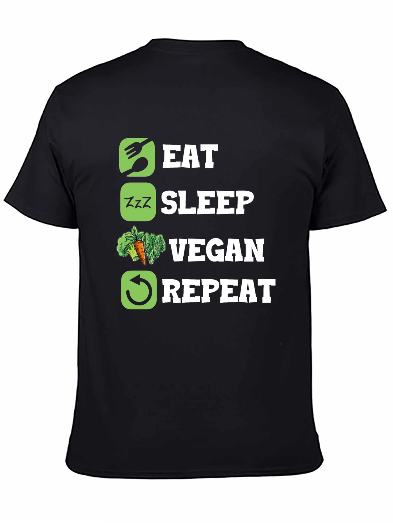 Eat Sleep Vegan Repeat Graphic T-Shirt
