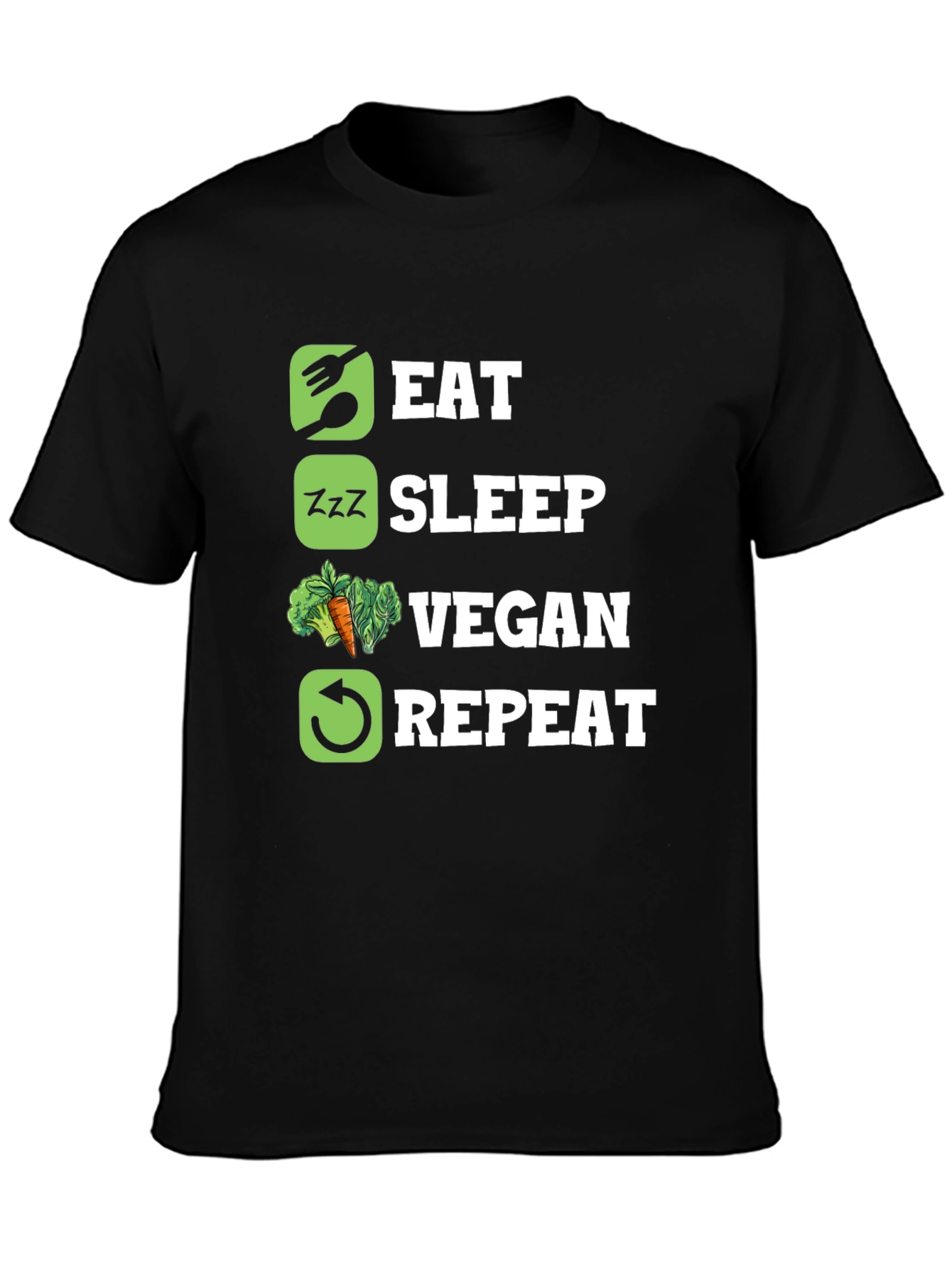 Eat Sleep Vegan Repeat Graphic T-Shirt