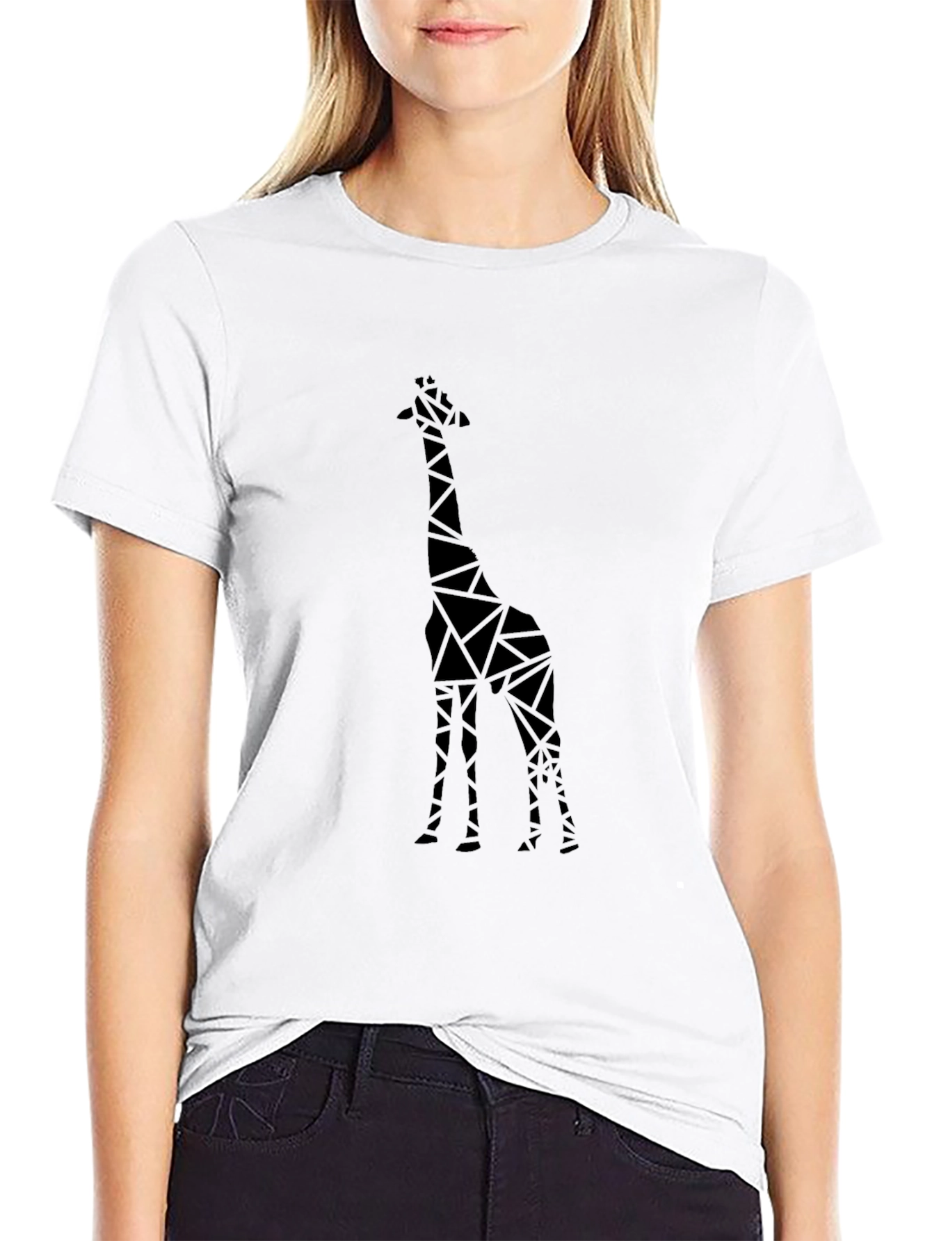 Geometric Giraffe Print T-Shirt - Modern Mens Tee