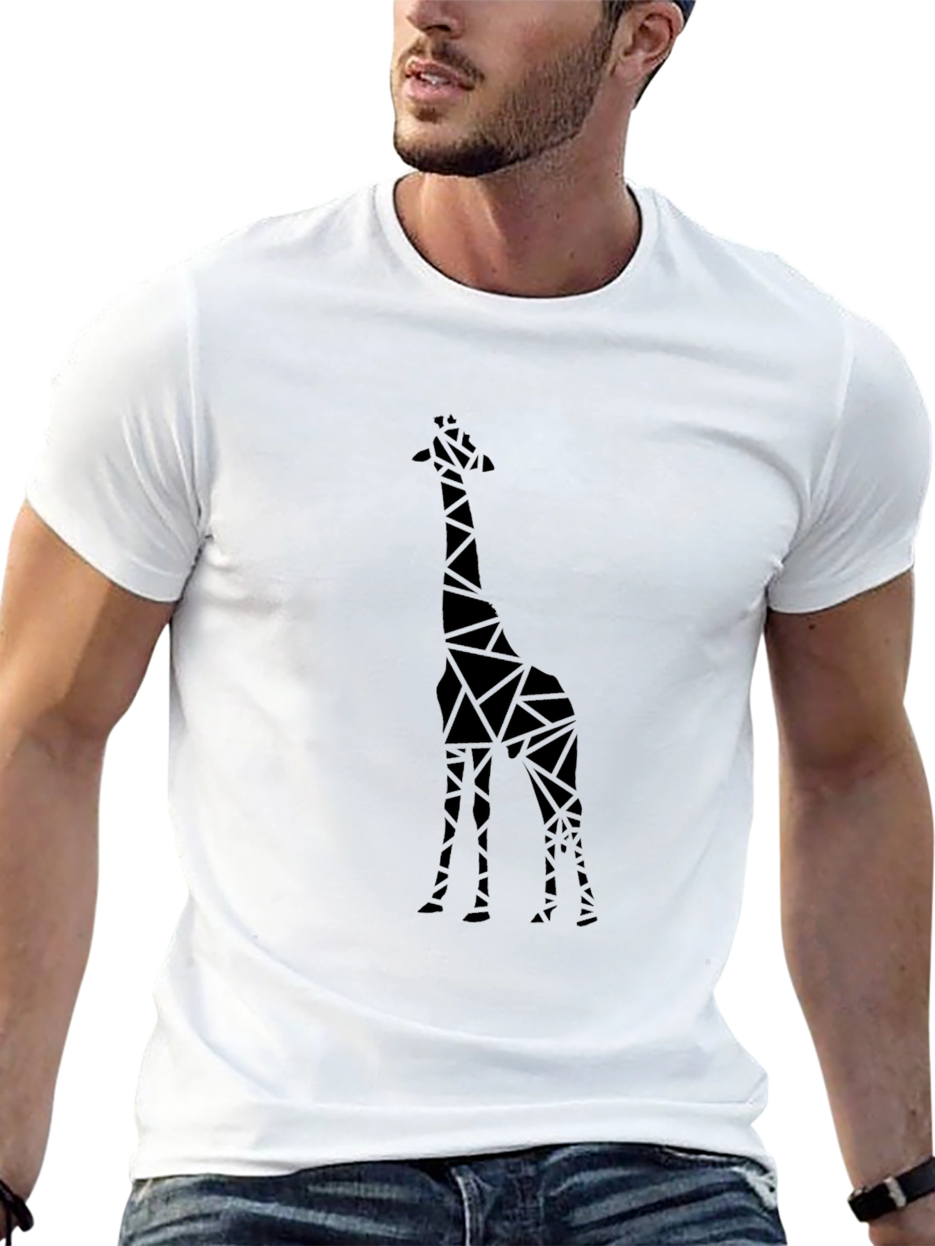 Geometric Giraffe Print T-Shirt - Modern Mens Tee