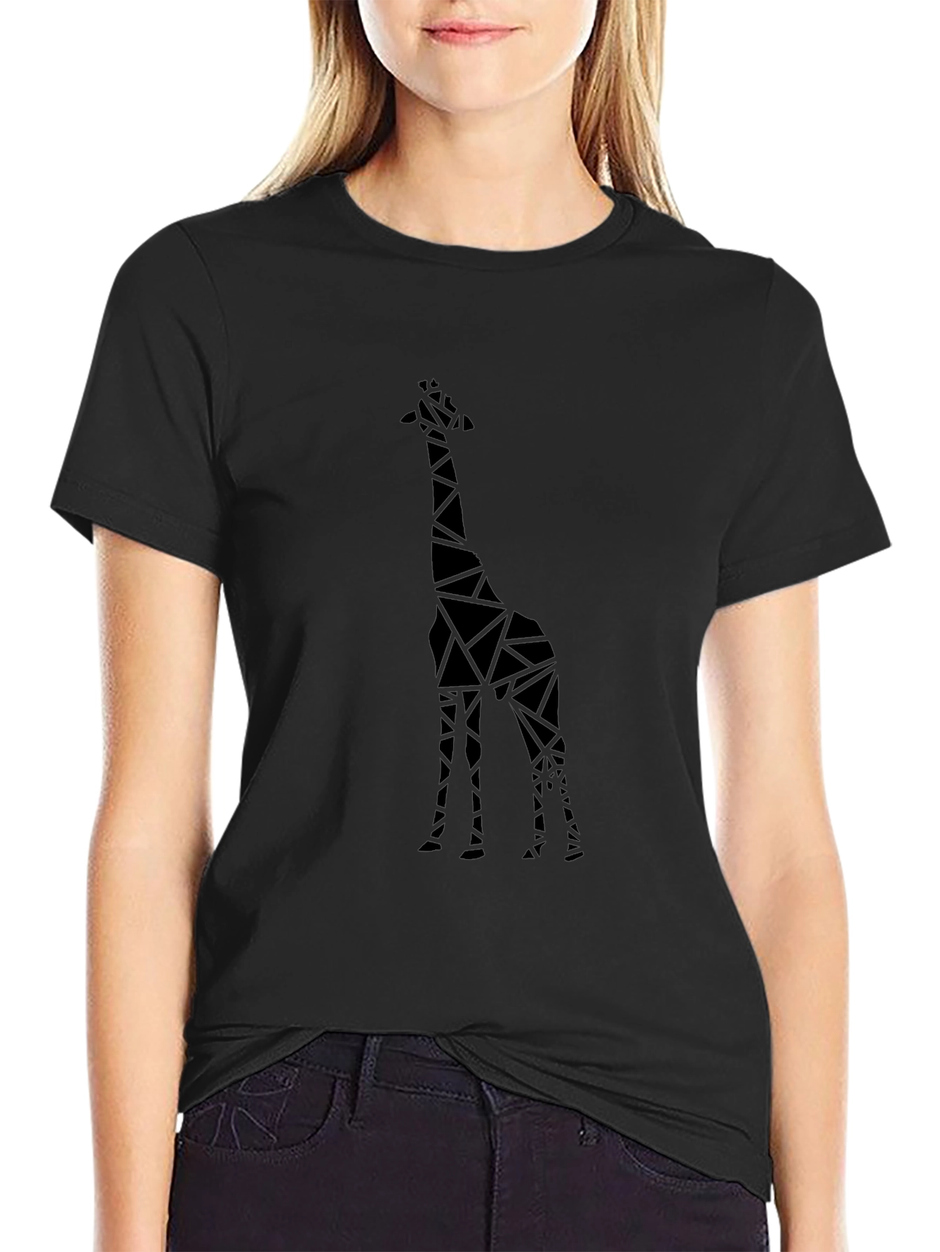 Geometric Giraffe Print T-Shirt - Modern Mens Tee