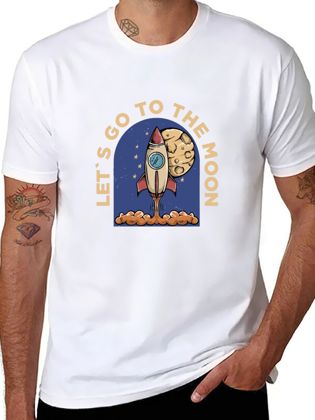 Lets Go To The Moon Black T-Shirt