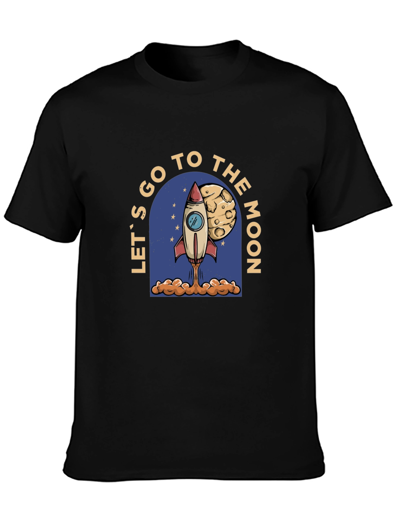 Lets Go To The Moon Black T-Shirt