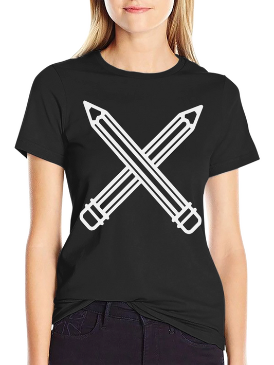 Crossed Pencils Graphic Black T-Shirt
