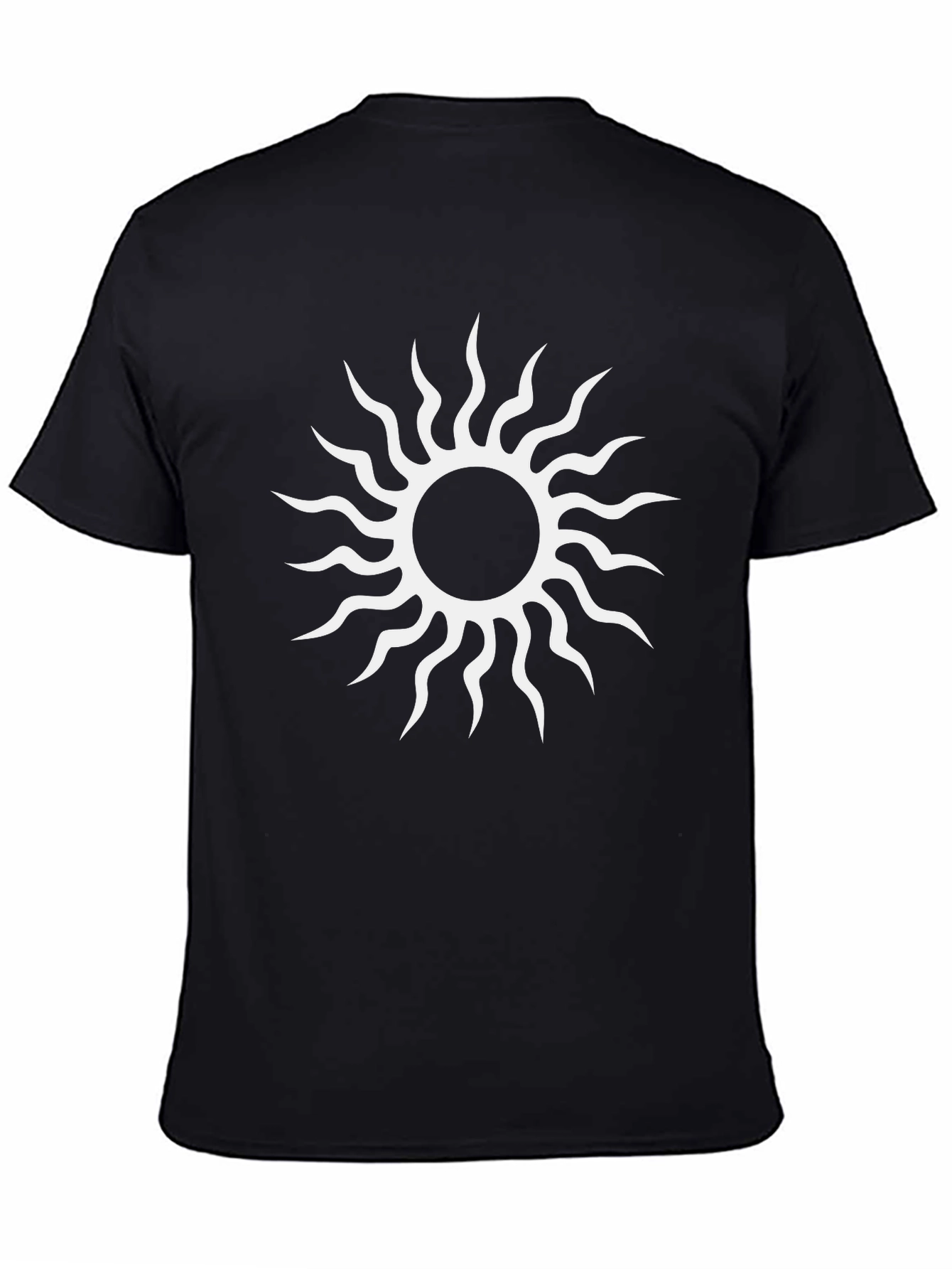 Black T-Shirt with White Sunburst Design