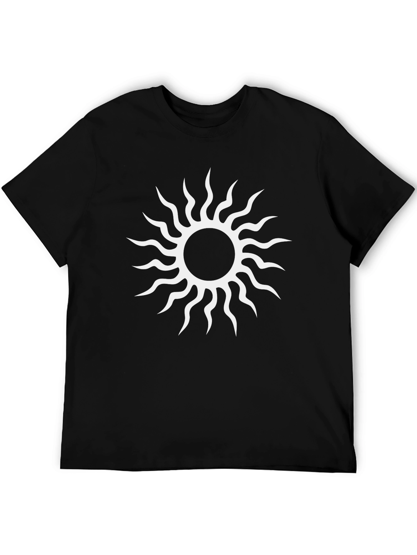 Black T-Shirt with White Sunburst Design