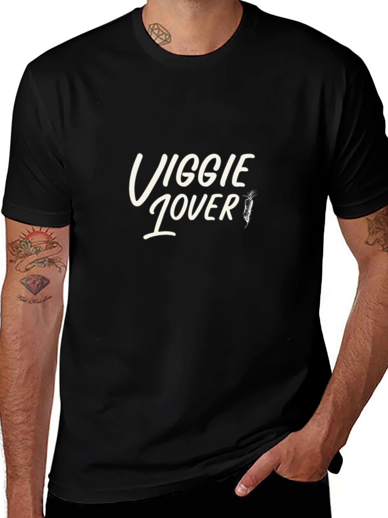Veggie Lover T-Shirt - Black Casual Tee