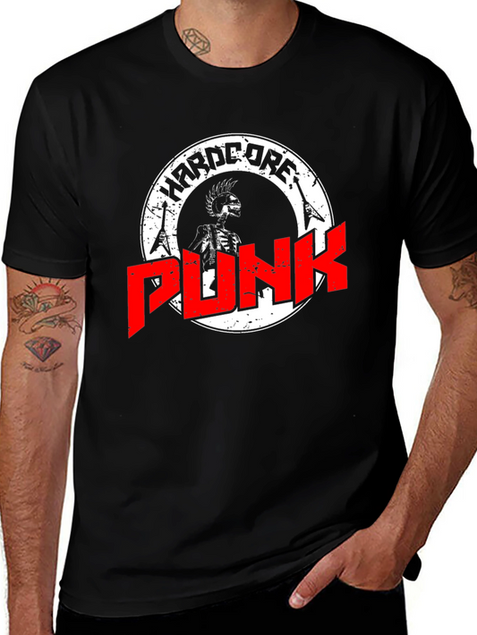 Hardcore Punk Graphic Print Crew Neck T-Shirt