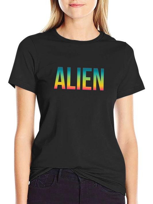 Alien Gradient Graphic Black T-Shirt