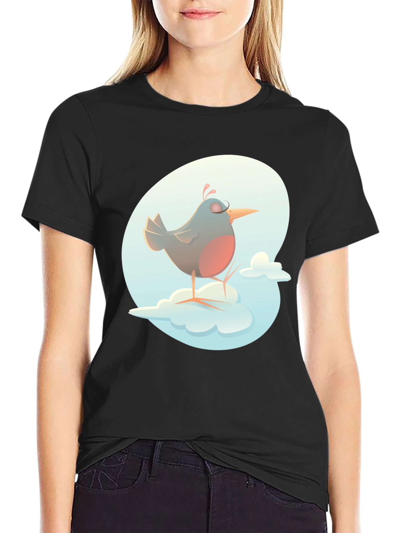Bird on a Cloud Graphic Tee - Black