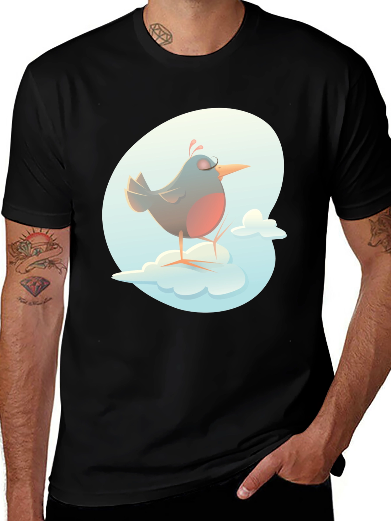 Bird on a Cloud Graphic Tee - Black