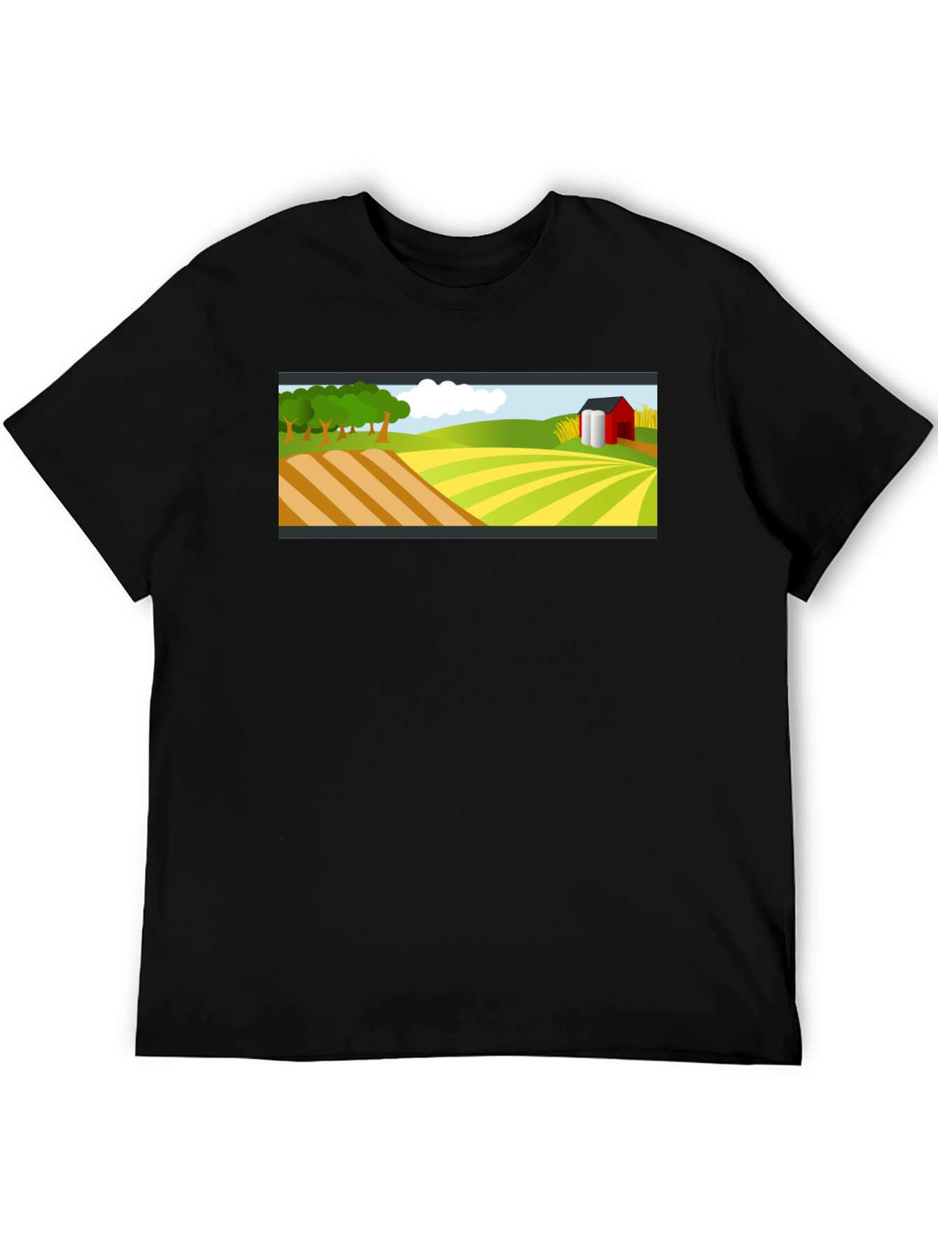 Farm Landscape Graphic Tee - Black