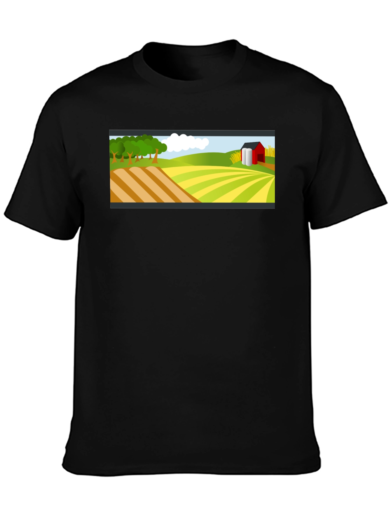 Farm Landscape Graphic Tee - Black