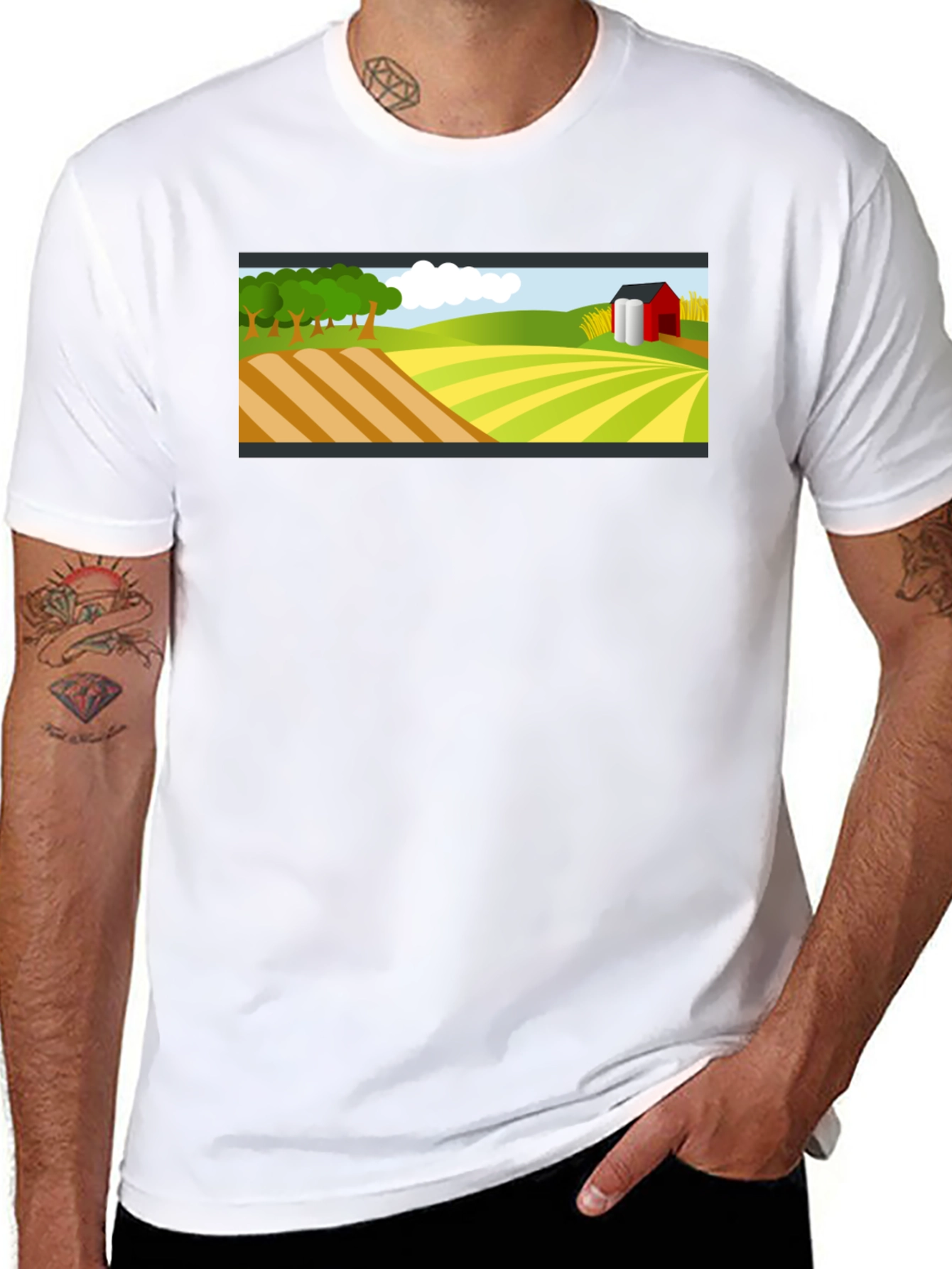 Farm Landscape Graphic Tee - Black