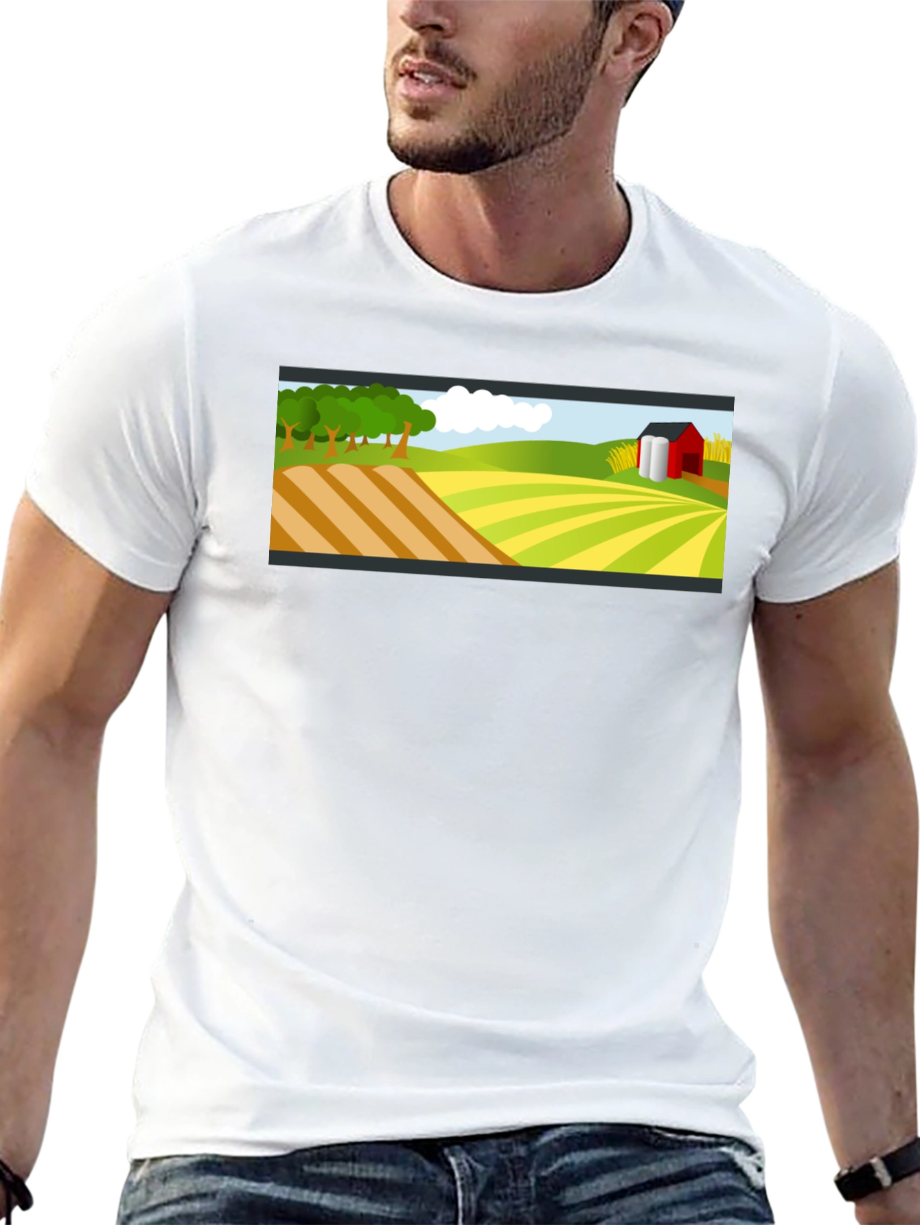 Farm Landscape Graphic Tee - Black