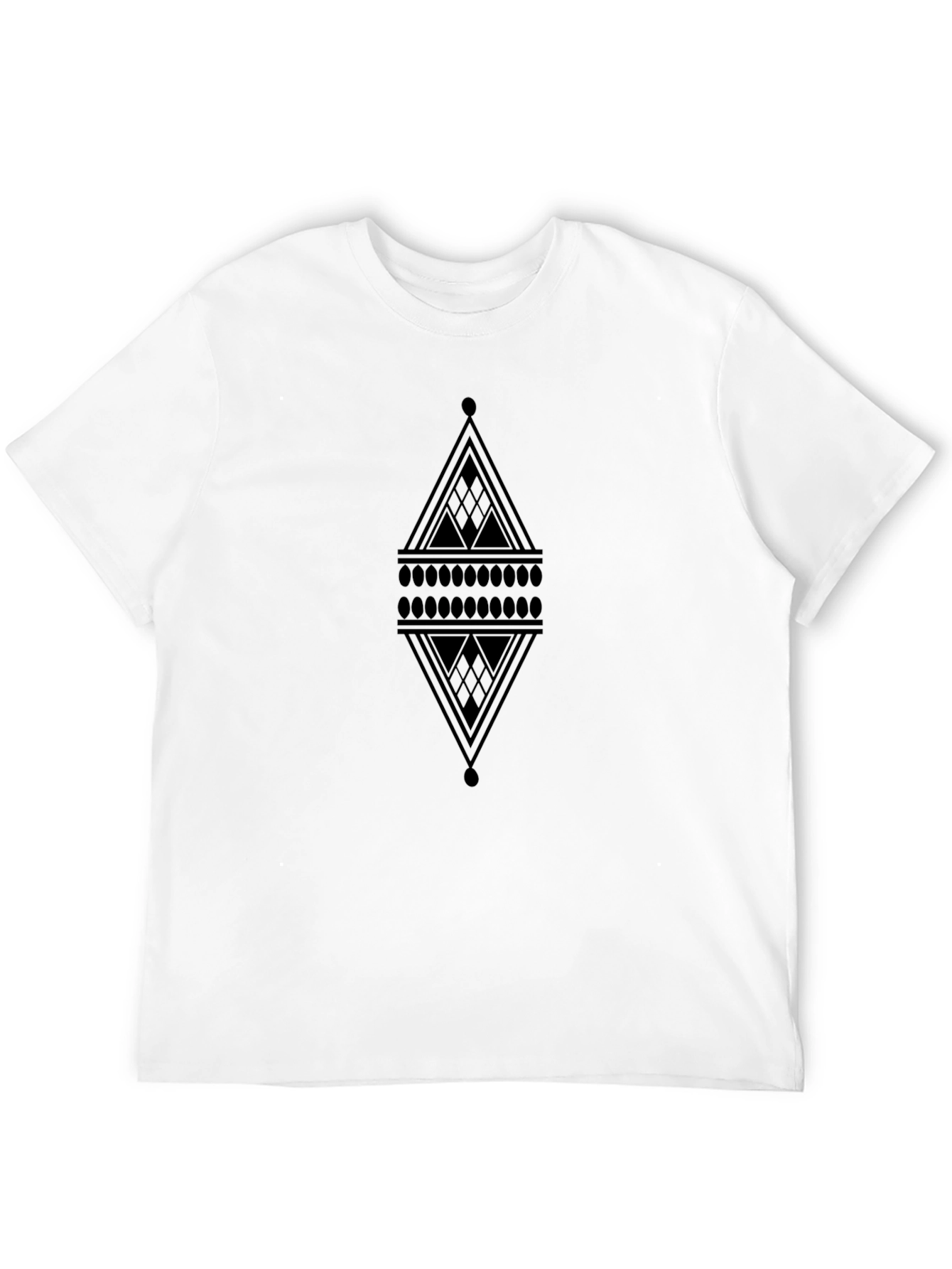 Mens Black Graphic Tee - Abstract Diamond Design