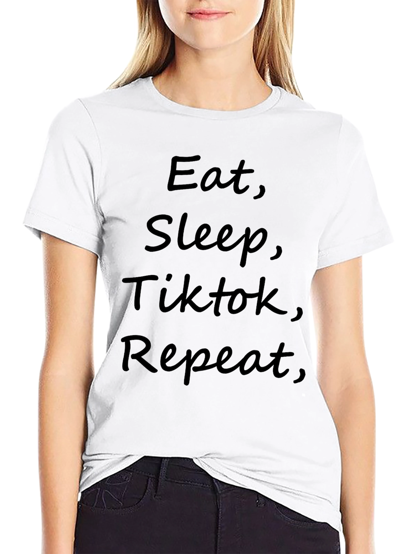 Eat Sleep TikTok Repeat Mens Black T-Shirt
