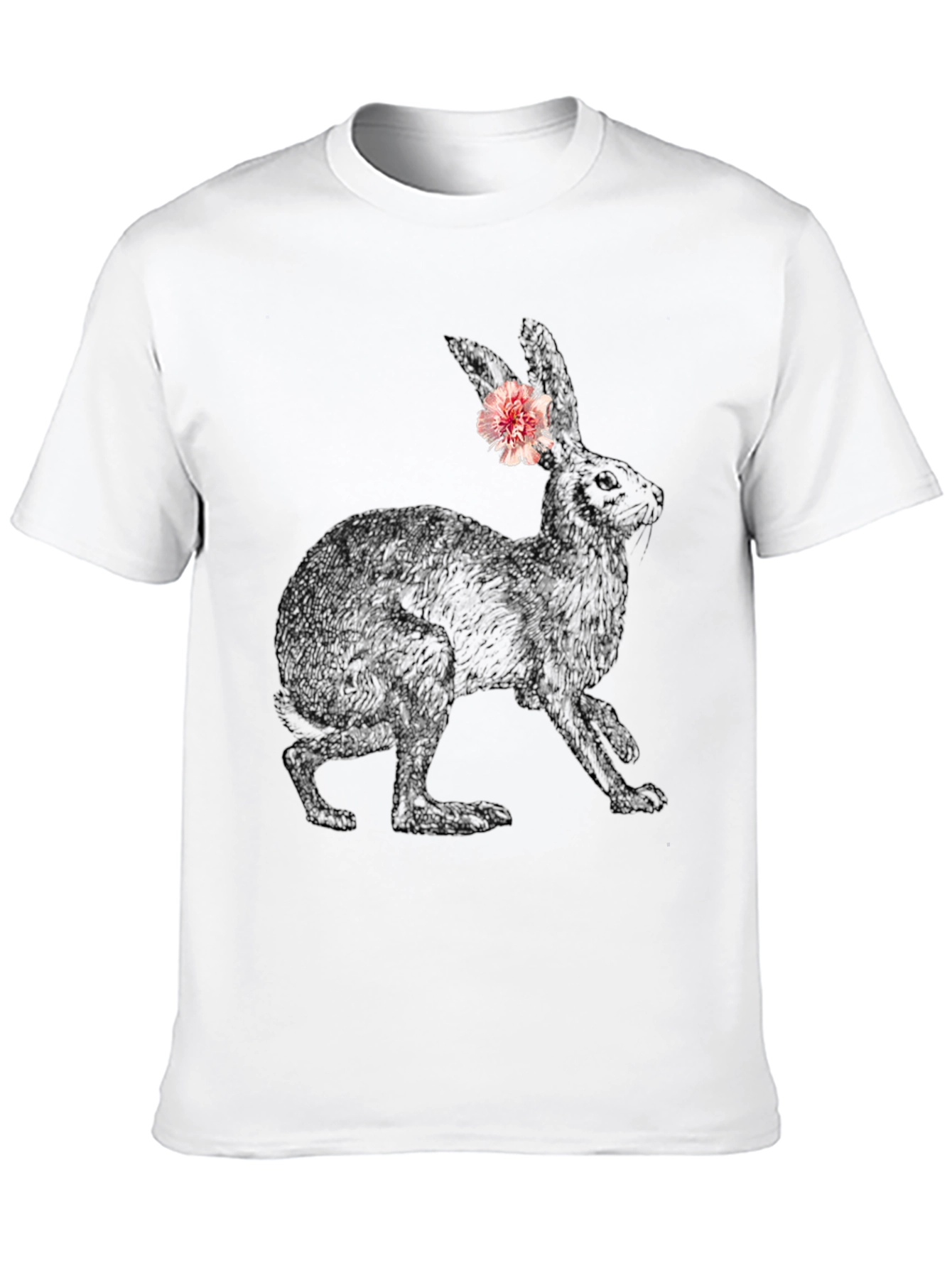 Bunny Graphic Tee - Black Casual Cotton T-Shirt