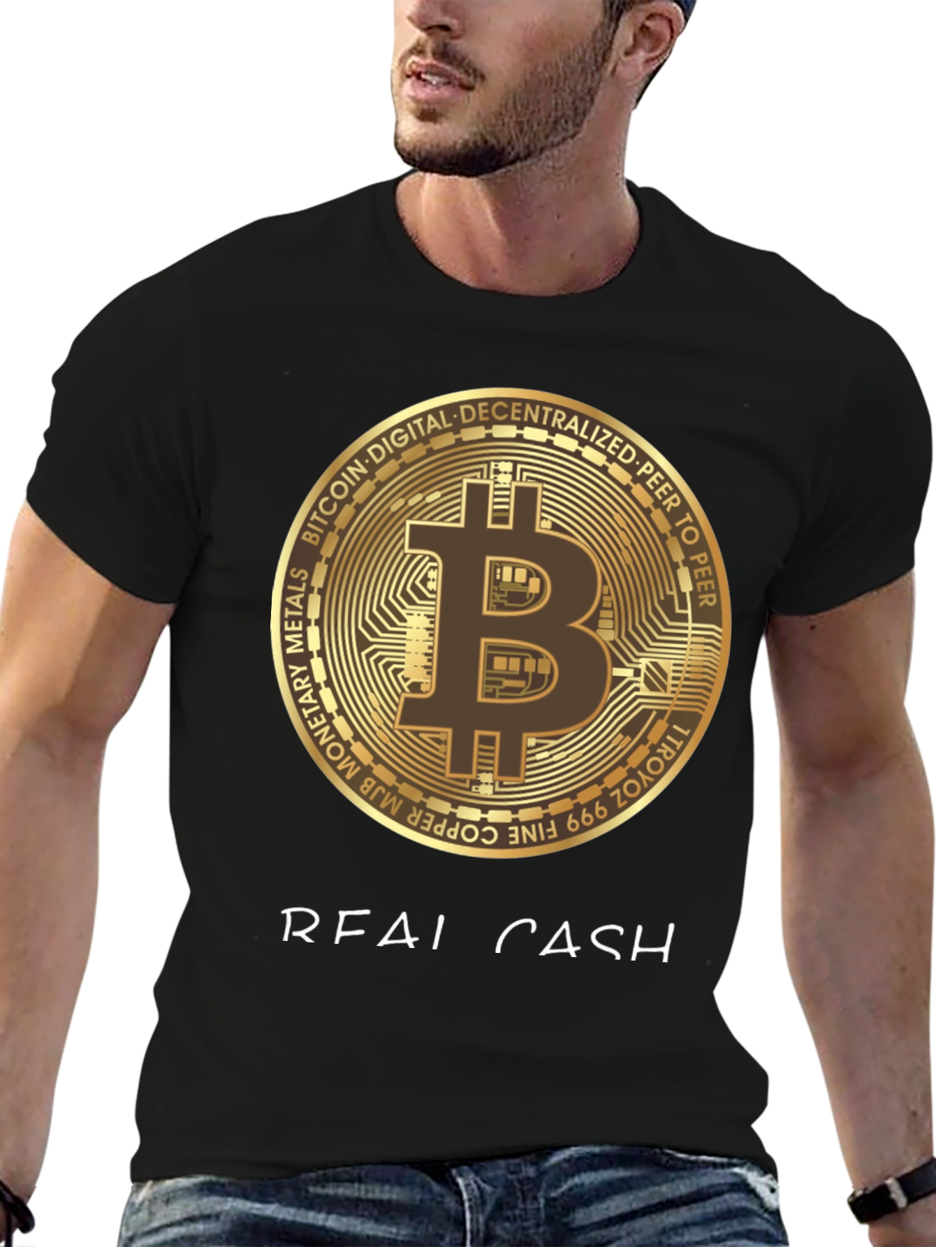 Bitcoin Crypto Real Cash Graphic T-Shirt