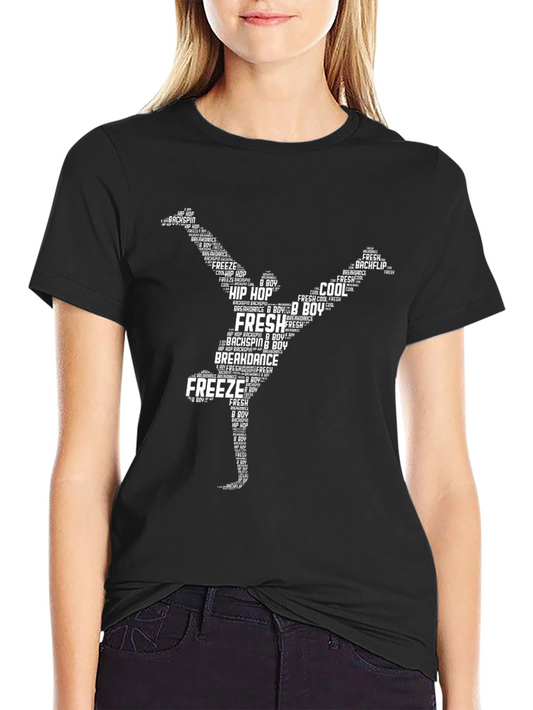Hip Hop Dancer Word Art Black T-Shirt