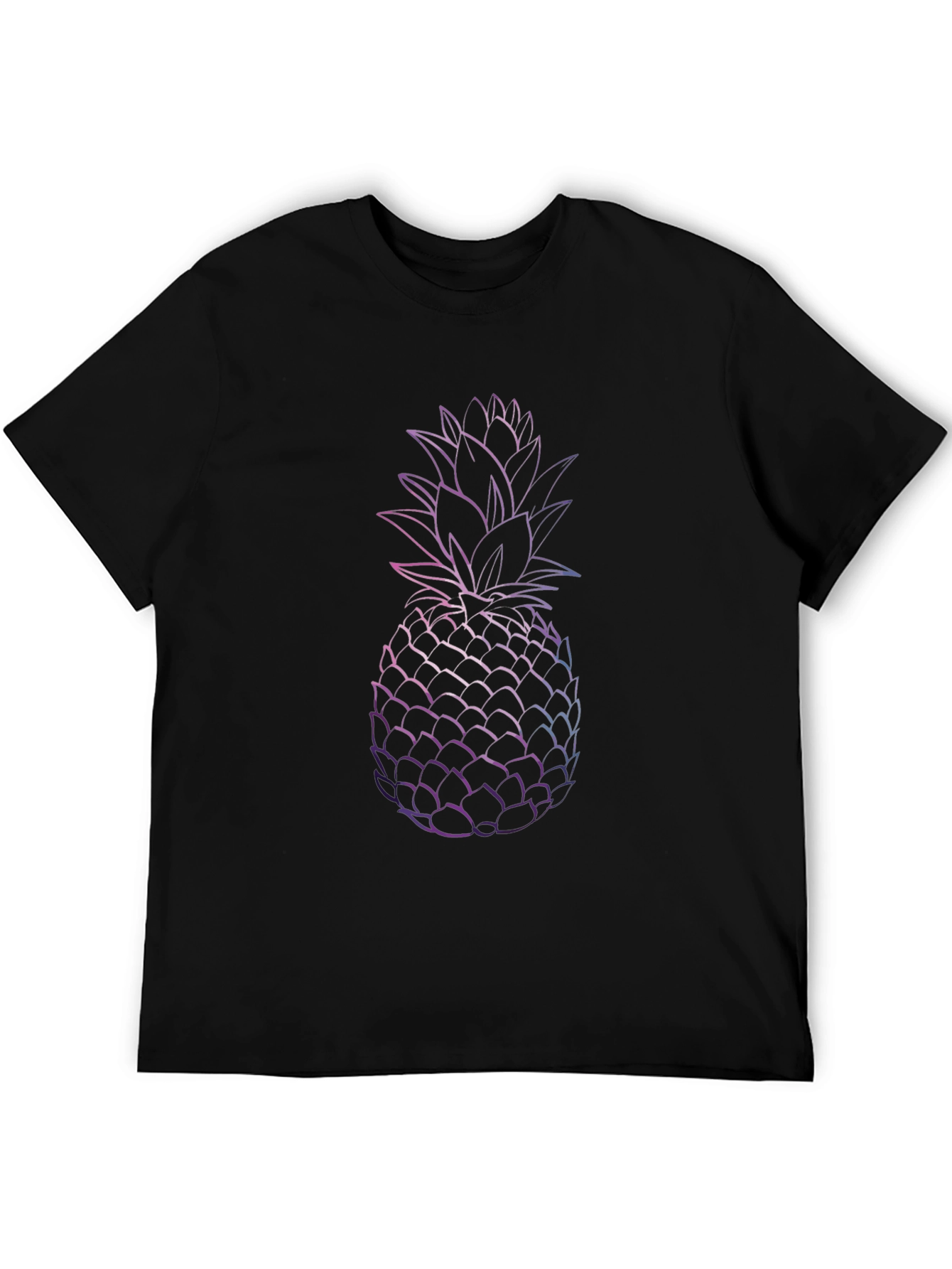 Modern Pineapple Graphic Tee - Black Cotton