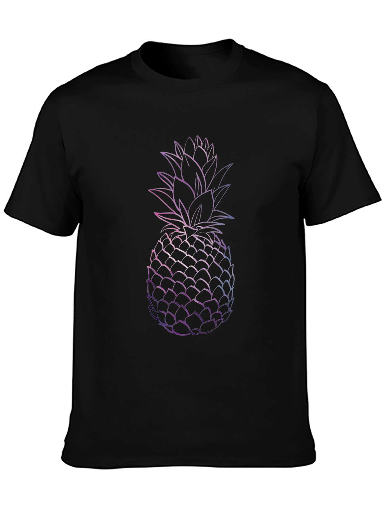 Modern Pineapple Graphic Tee - Black Cotton