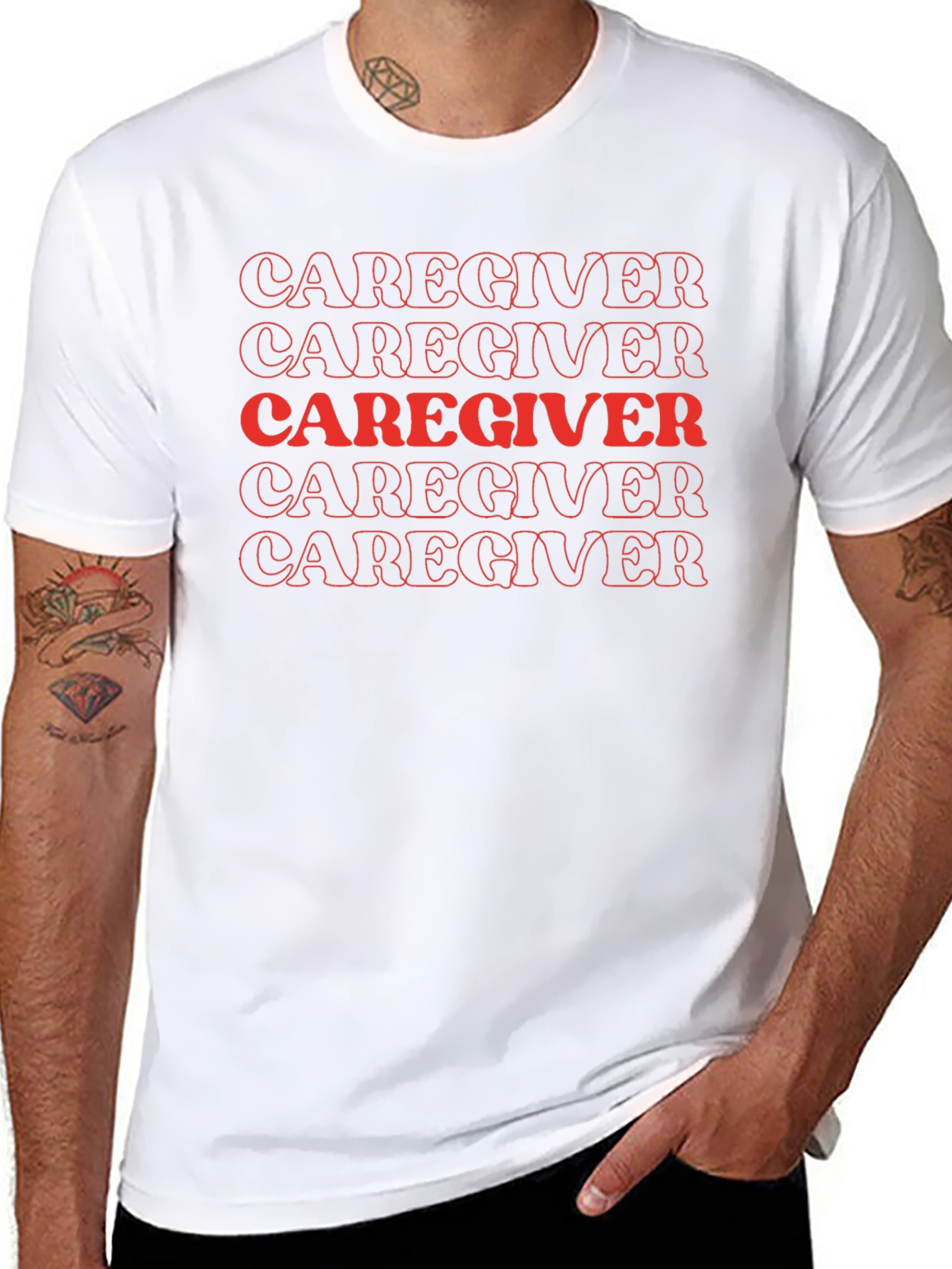Caregiver Graphic Tee - Black Cotton T-Shirt