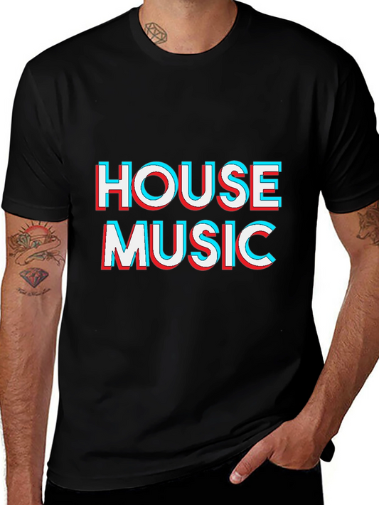 House Music 3D Effect Black T-Shirt