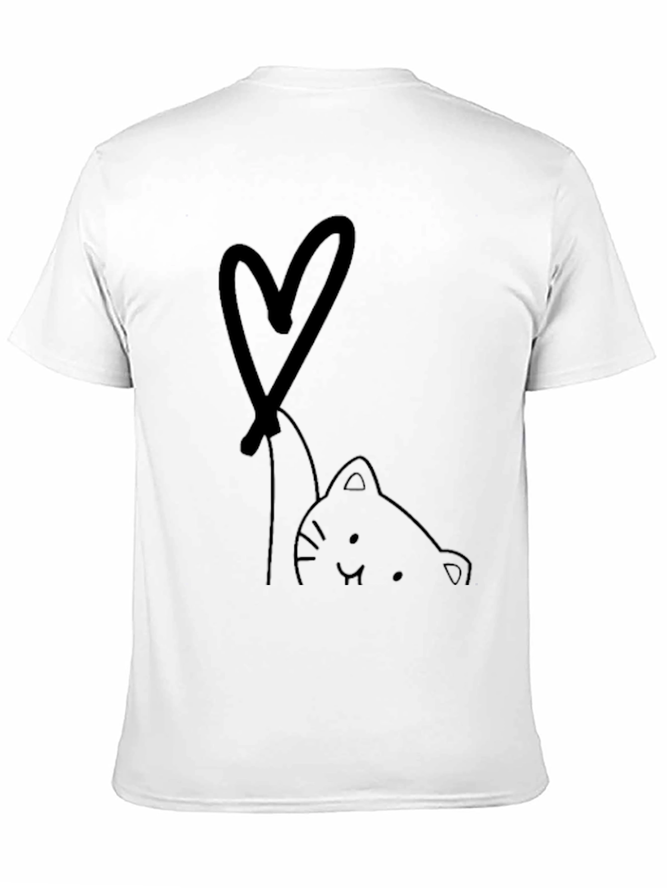 Cute Cat with Heart T-Shirt - Black Graphic Tee