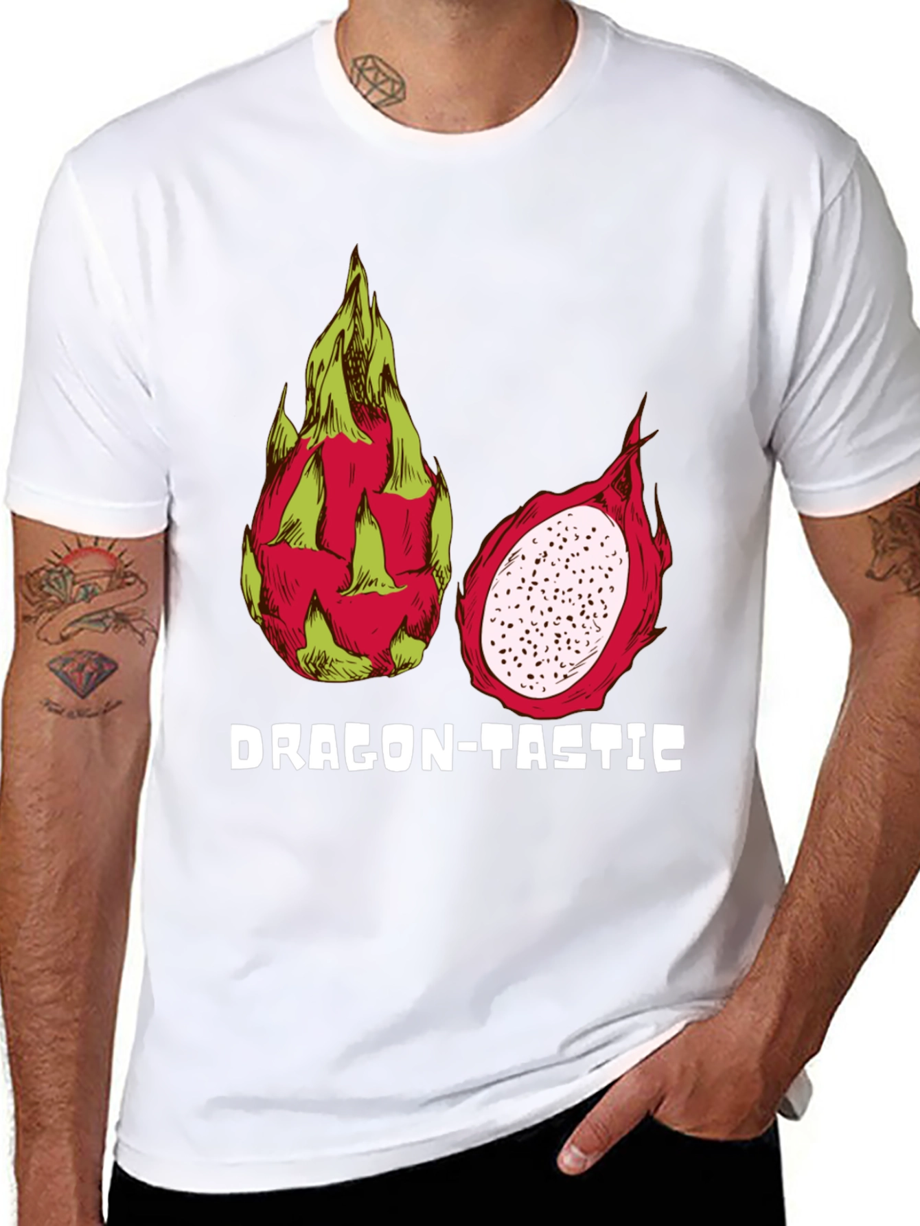 Dragon-Tastic Fruit Graphic T-Shirt