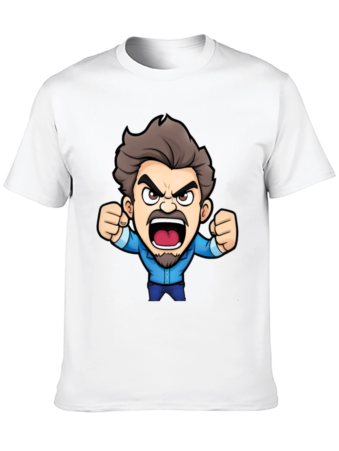 Cartoon Angry Man Black T-Shirt