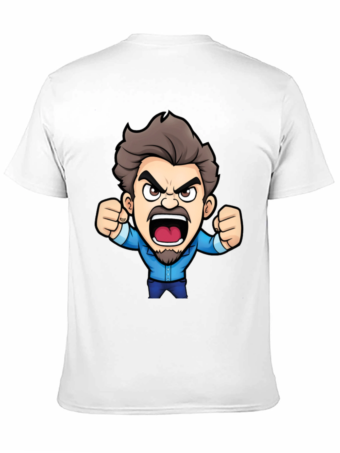 Cartoon Angry Man Black T-Shirt