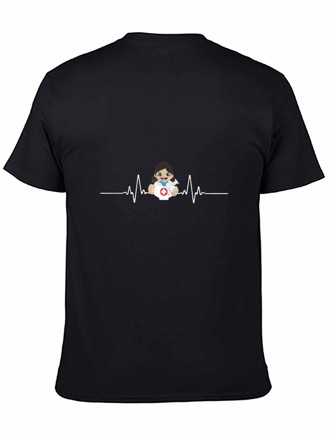 Baby Nurse EKG T-Shirt - Black Cotton Tee