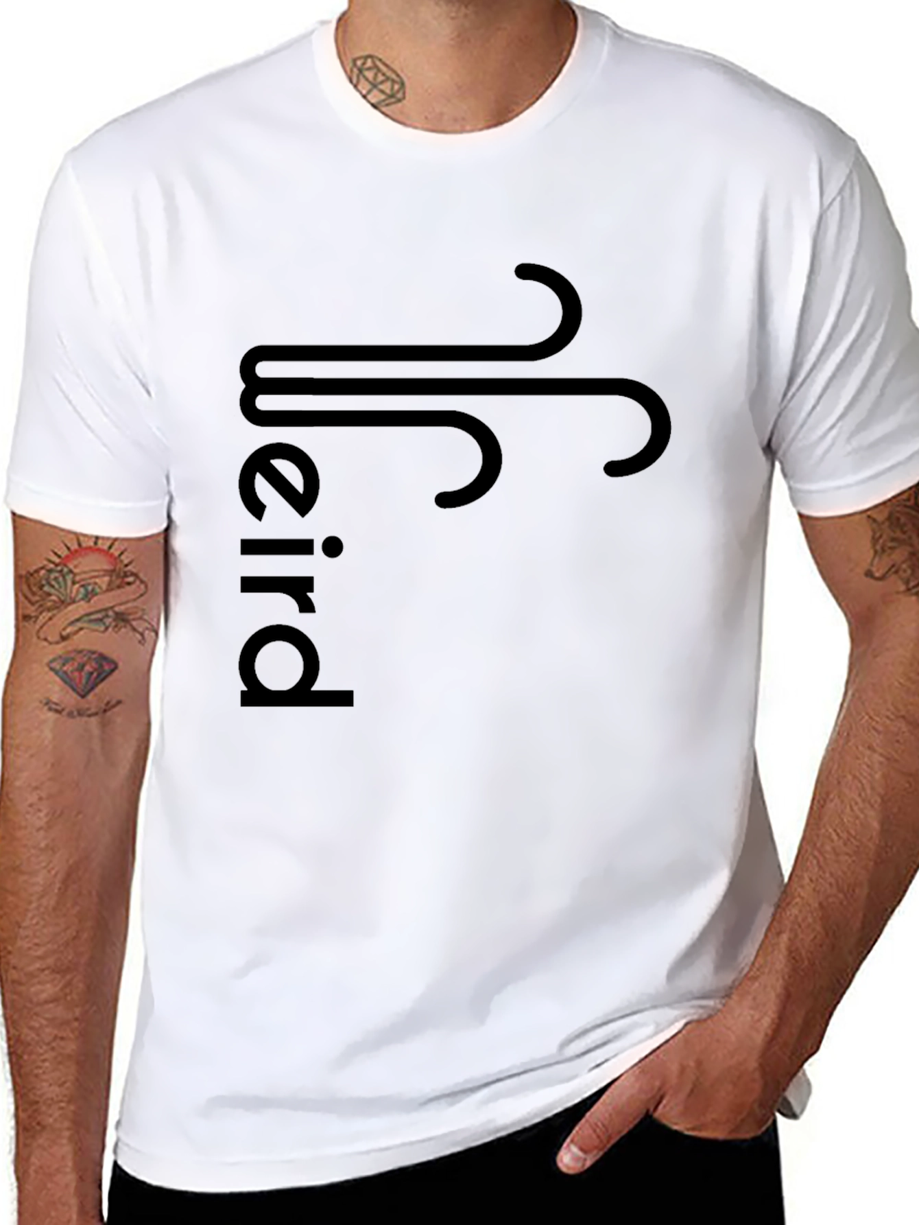 Modern Black Graphic Tee - Weird Wind Design