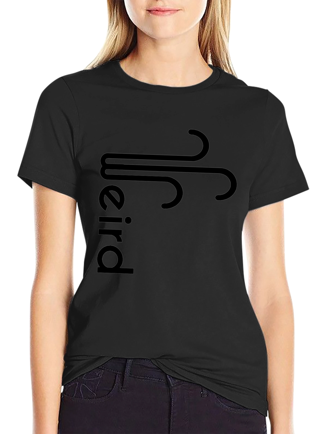 Modern Black Graphic Tee - Weird Wind Design
