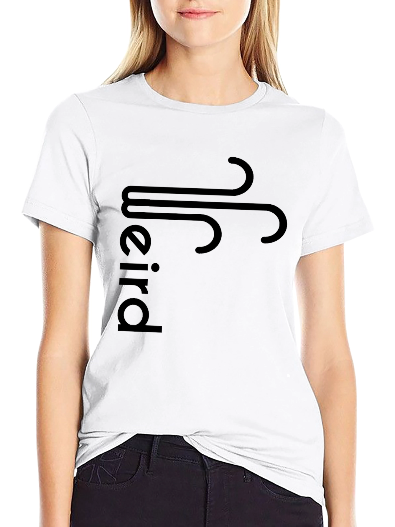 Modern Black Graphic Tee - Weird Wind Design