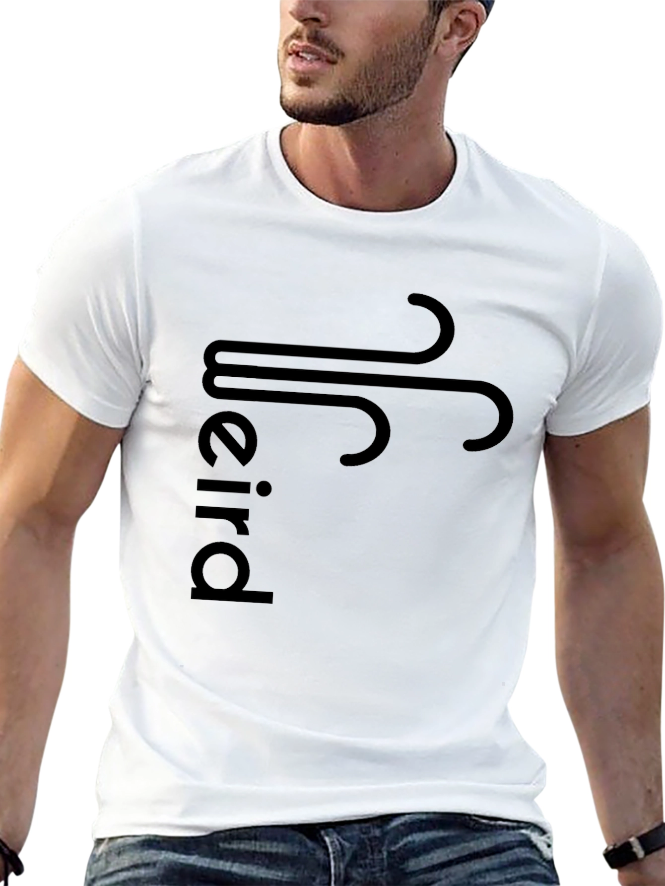 Modern Black Graphic Tee - Weird Wind Design