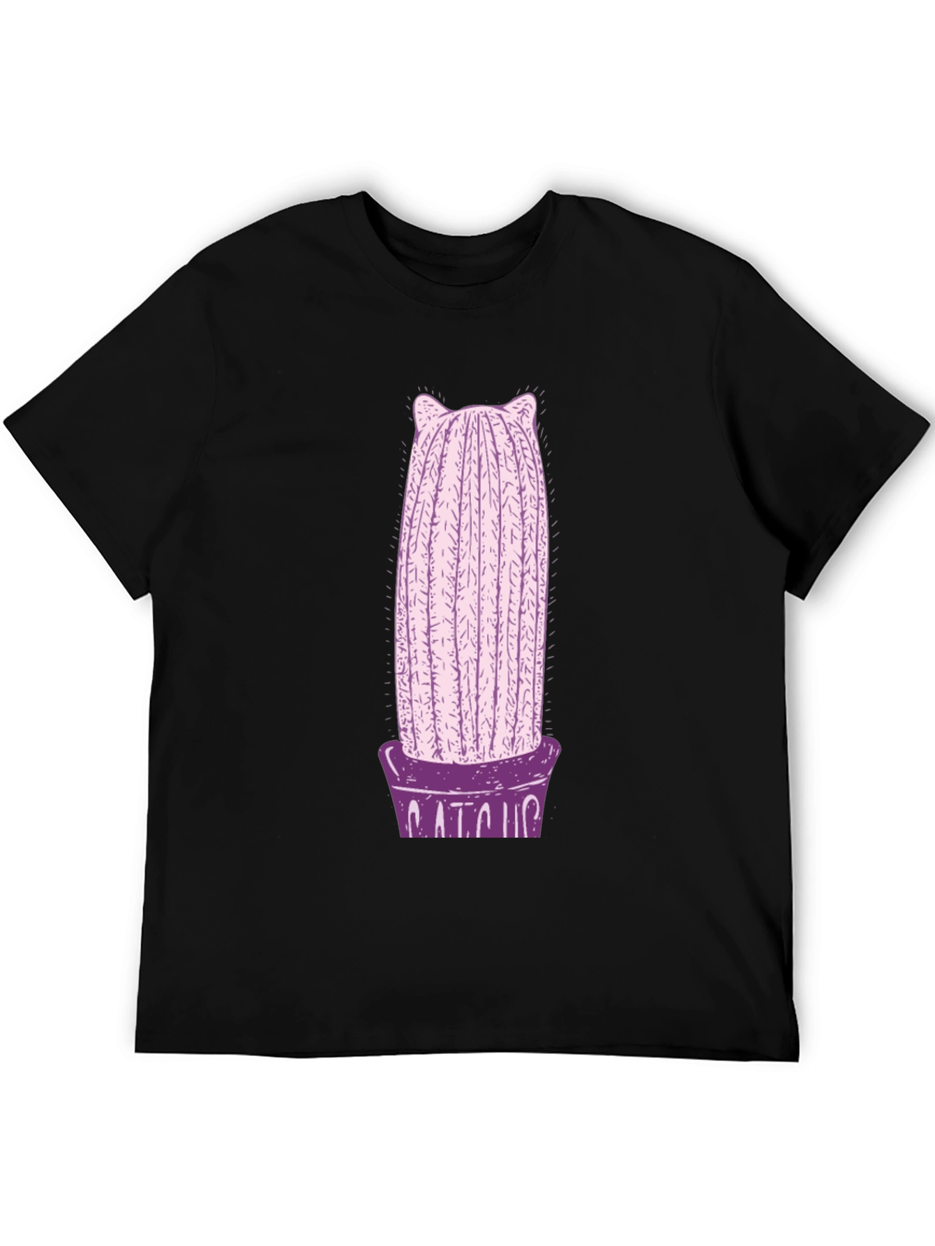 Cute Cactus Cat T-Shirt - Black Graphic Tee