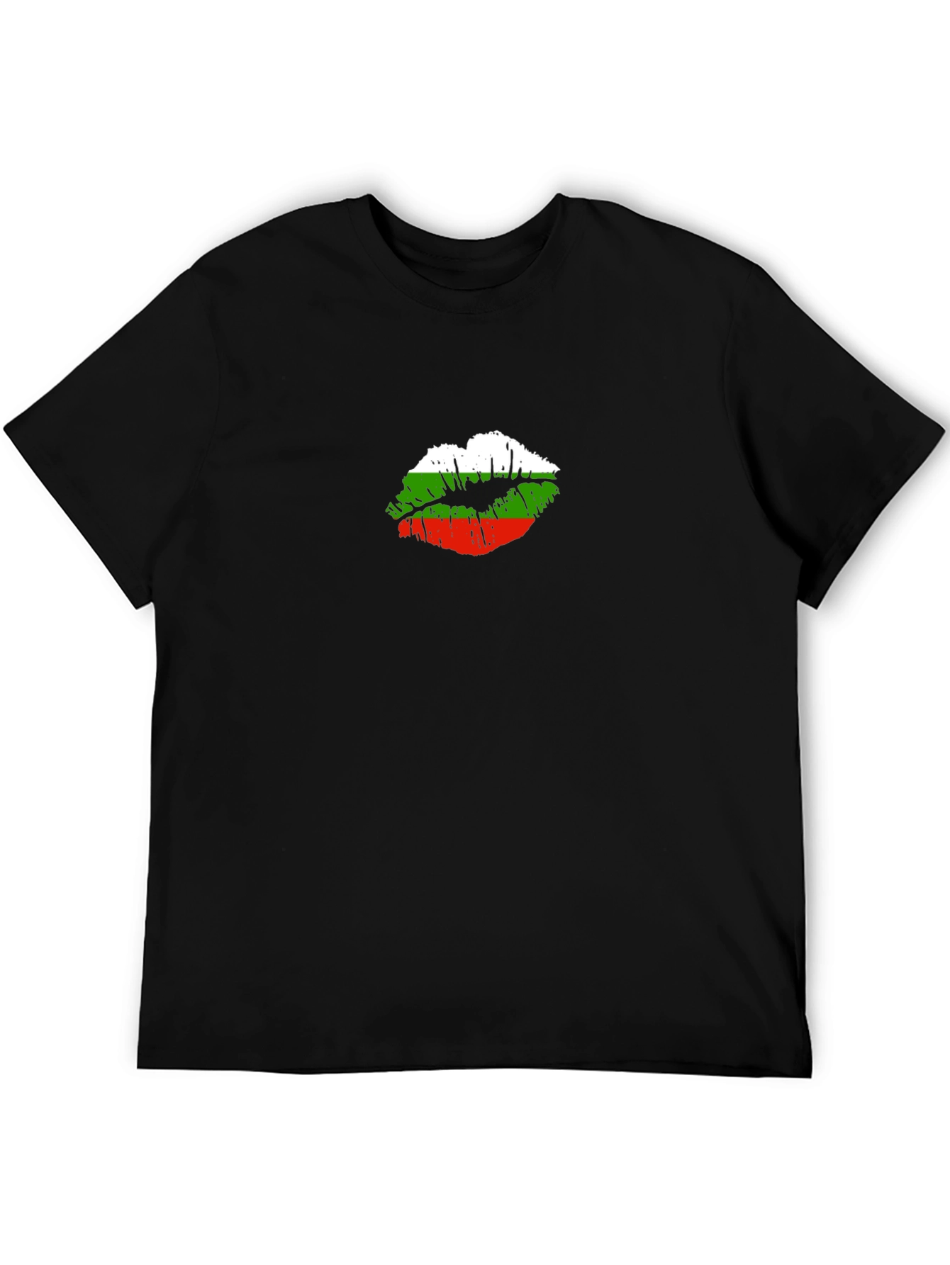 Bulgaria Flag Lips Mens Black T-Shirt