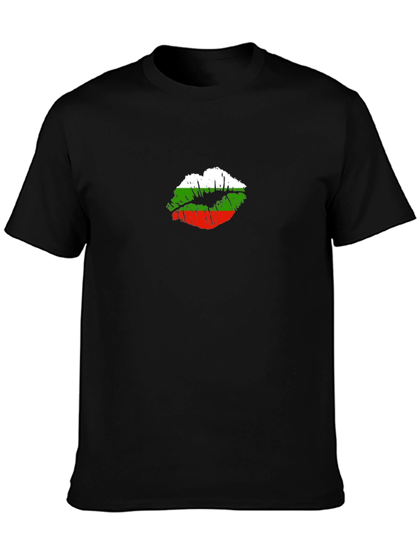 Bulgaria Flag Lips Mens Black T-Shirt