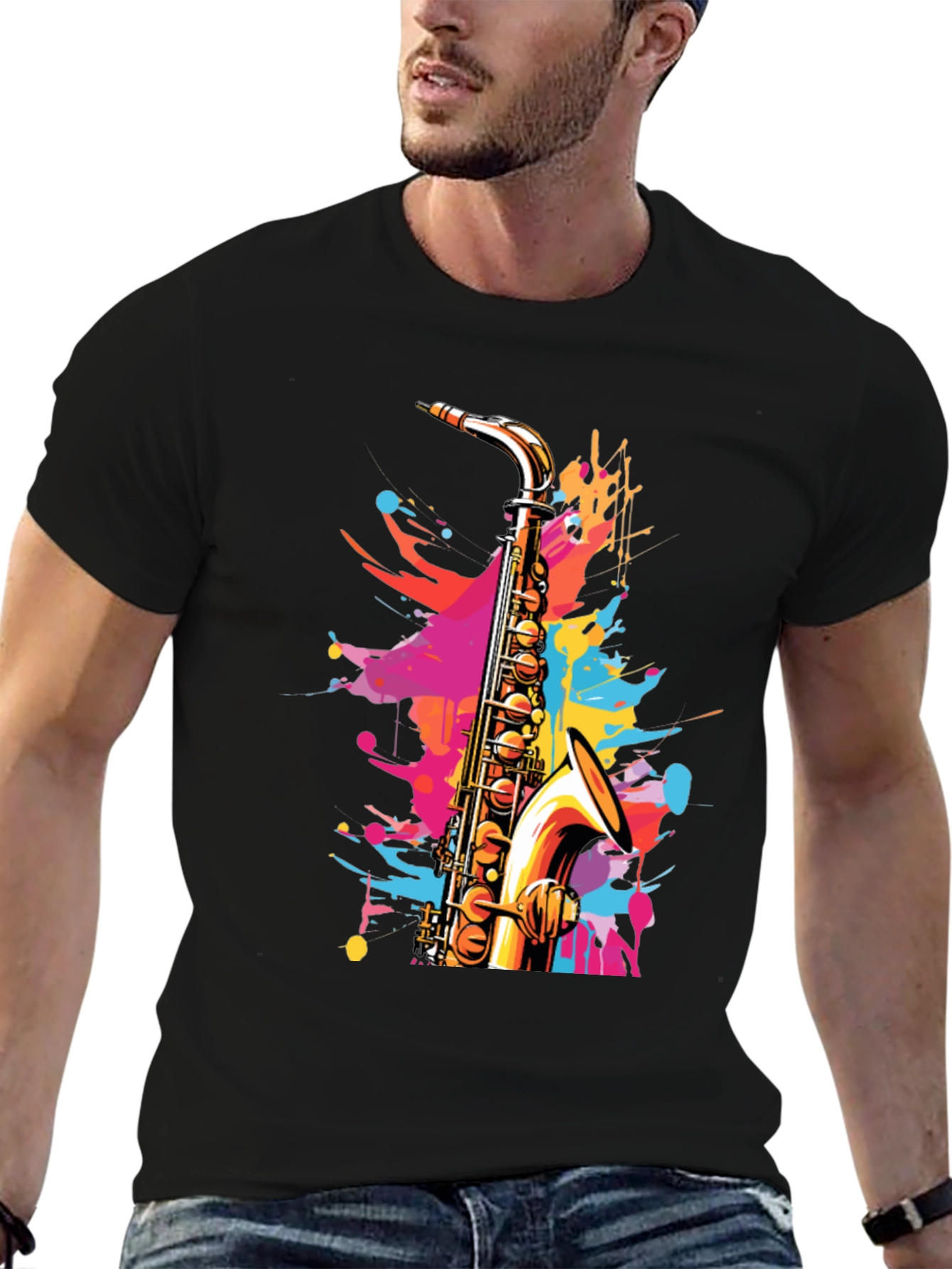 Colorful Saxophone Graphic Tee