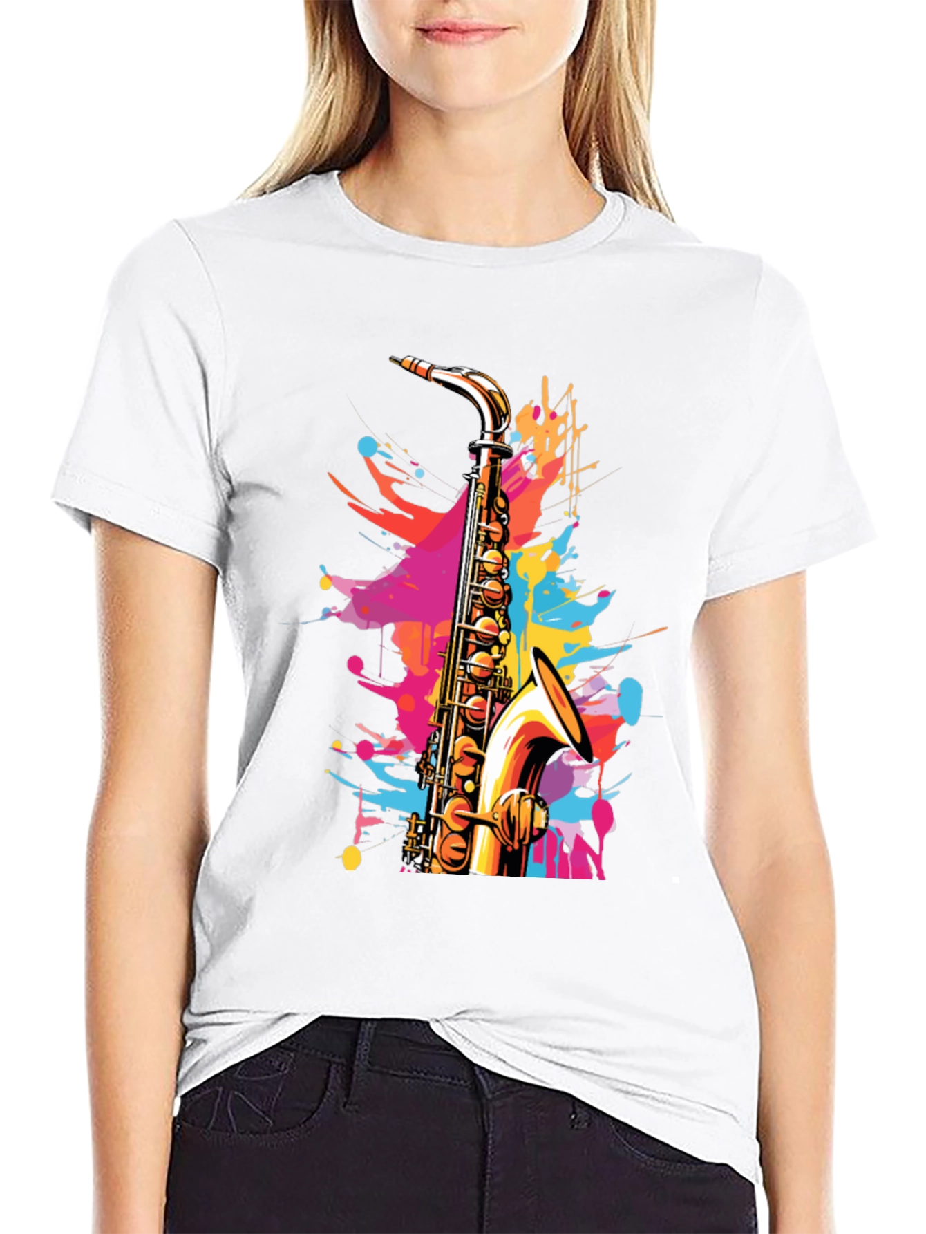 Colorful Saxophone Graphic Tee