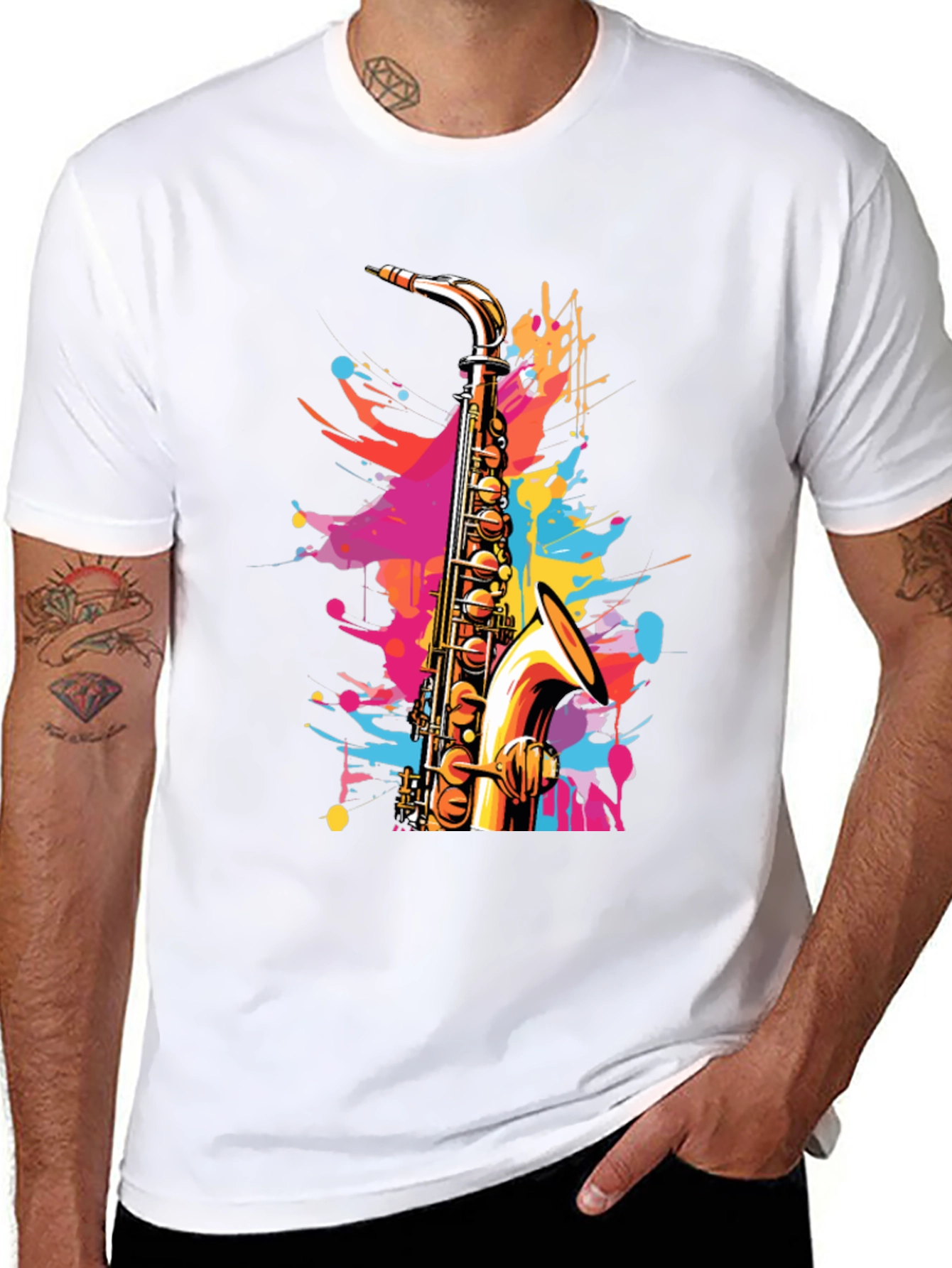 Colorful Saxophone Graphic Tee