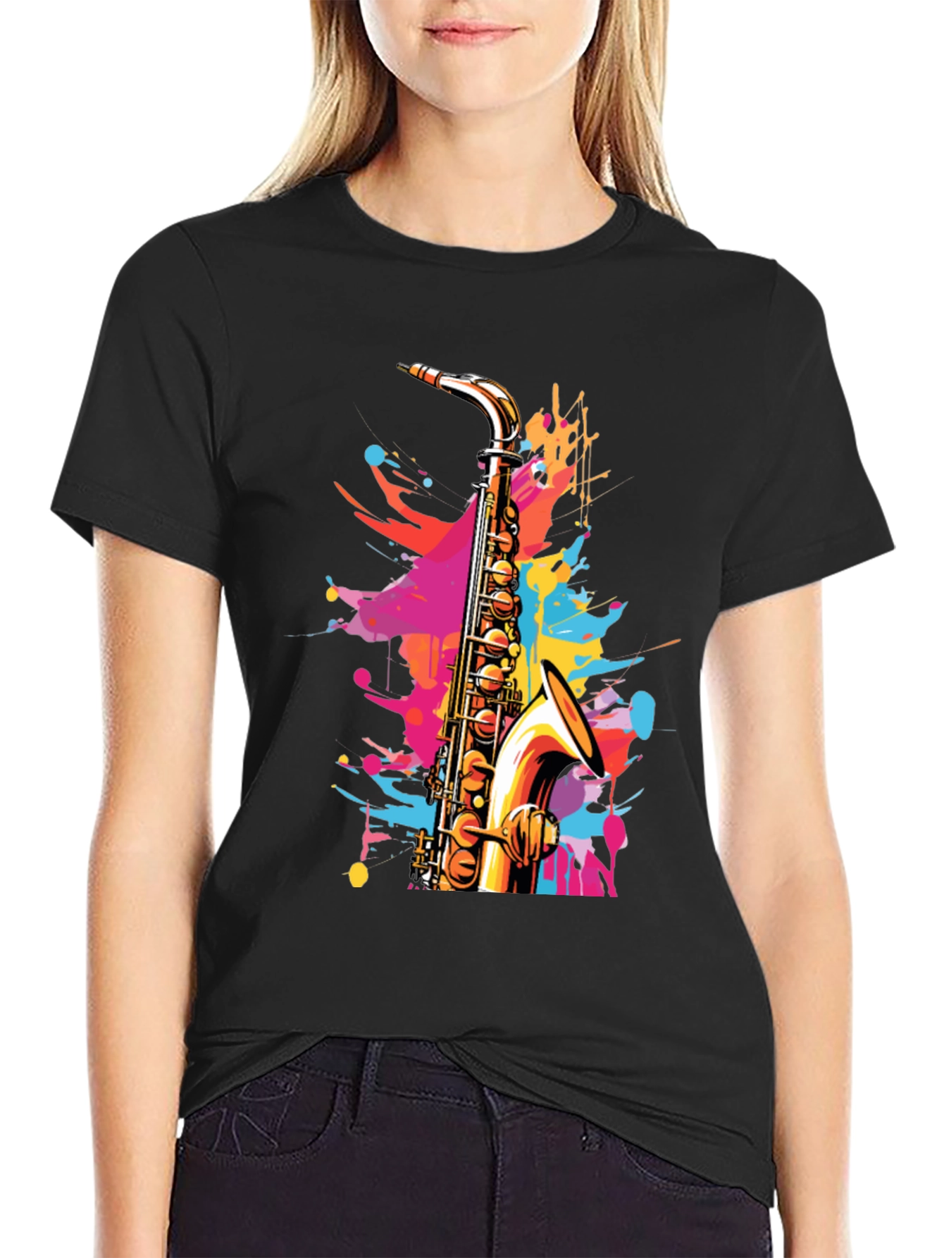 Colorful Saxophone Graphic Tee
