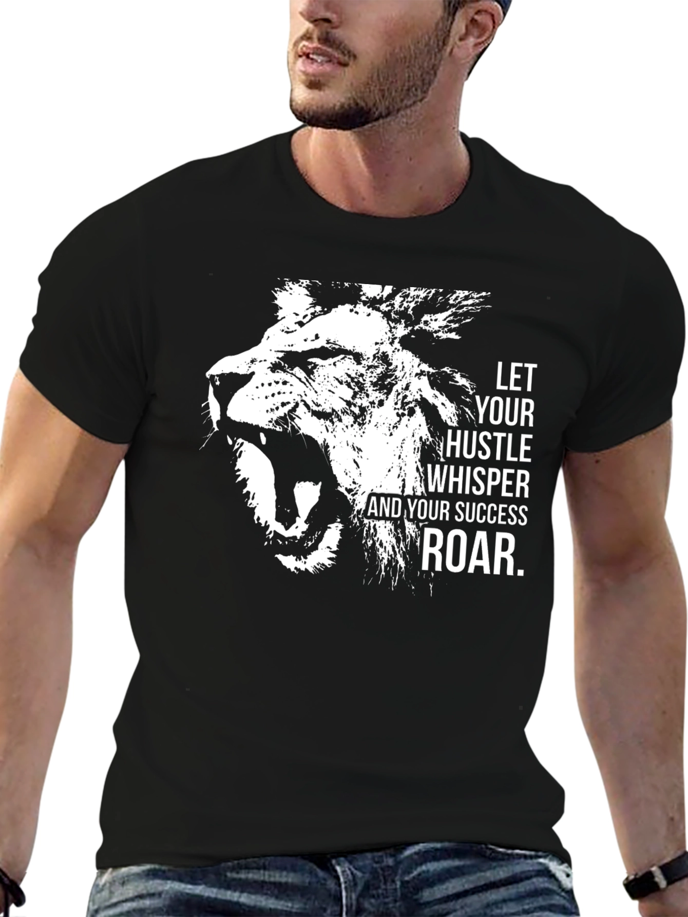 Lion Hustle Graphic T-Shirt - Motivational Tee