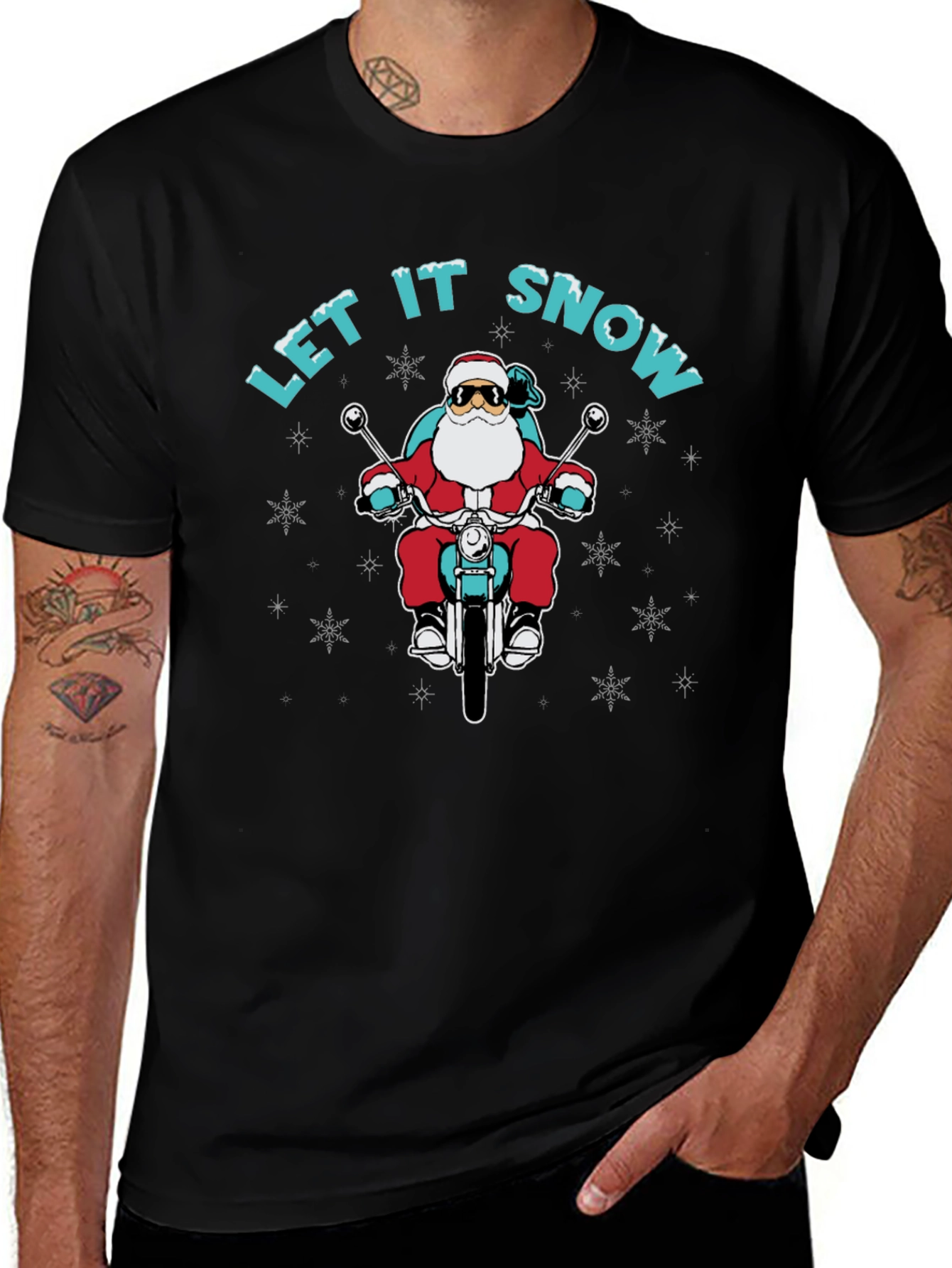 Santa Motorcycle T-Shirt - Let It Snow